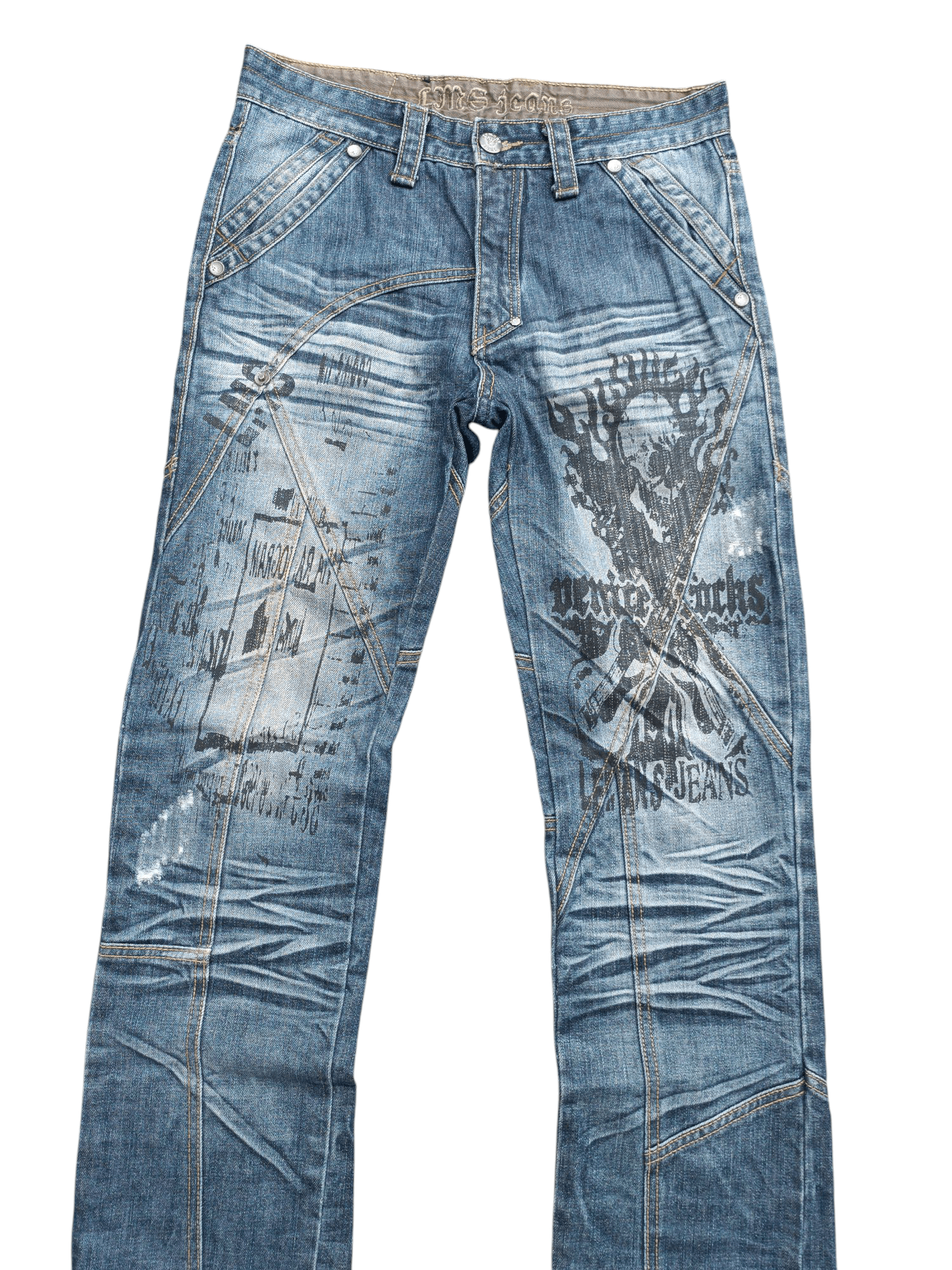 Japanese Brand × Seditionaries RARE 🔥 Japanese Brand LMS Skull Printed Denim E246 Size US 30 / EU 46 - 5 Thumbnail