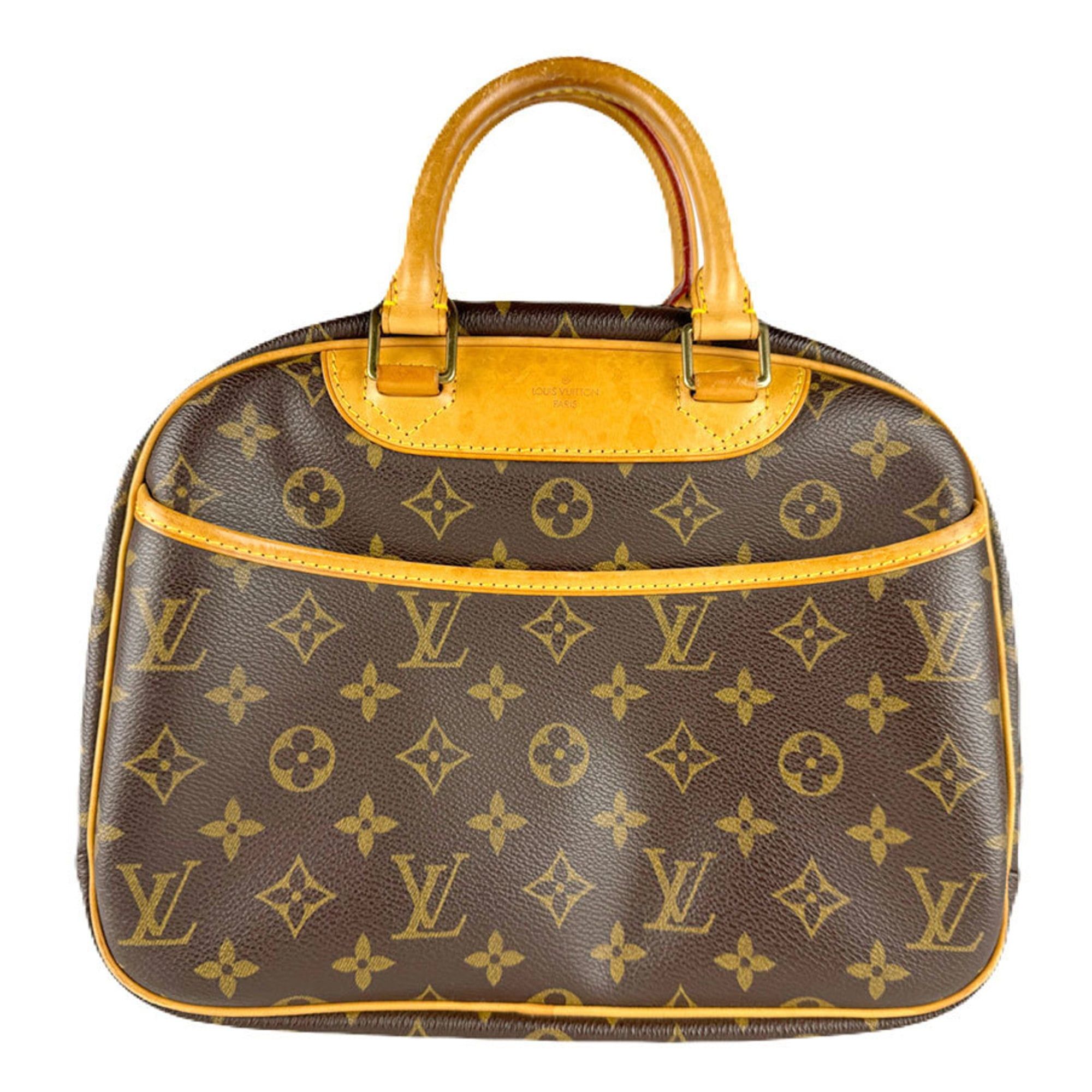 Louis Vuitton Monogram Trouville Handbag in Canvas Brown and Gold Women's M42228 Free Shipping z8882