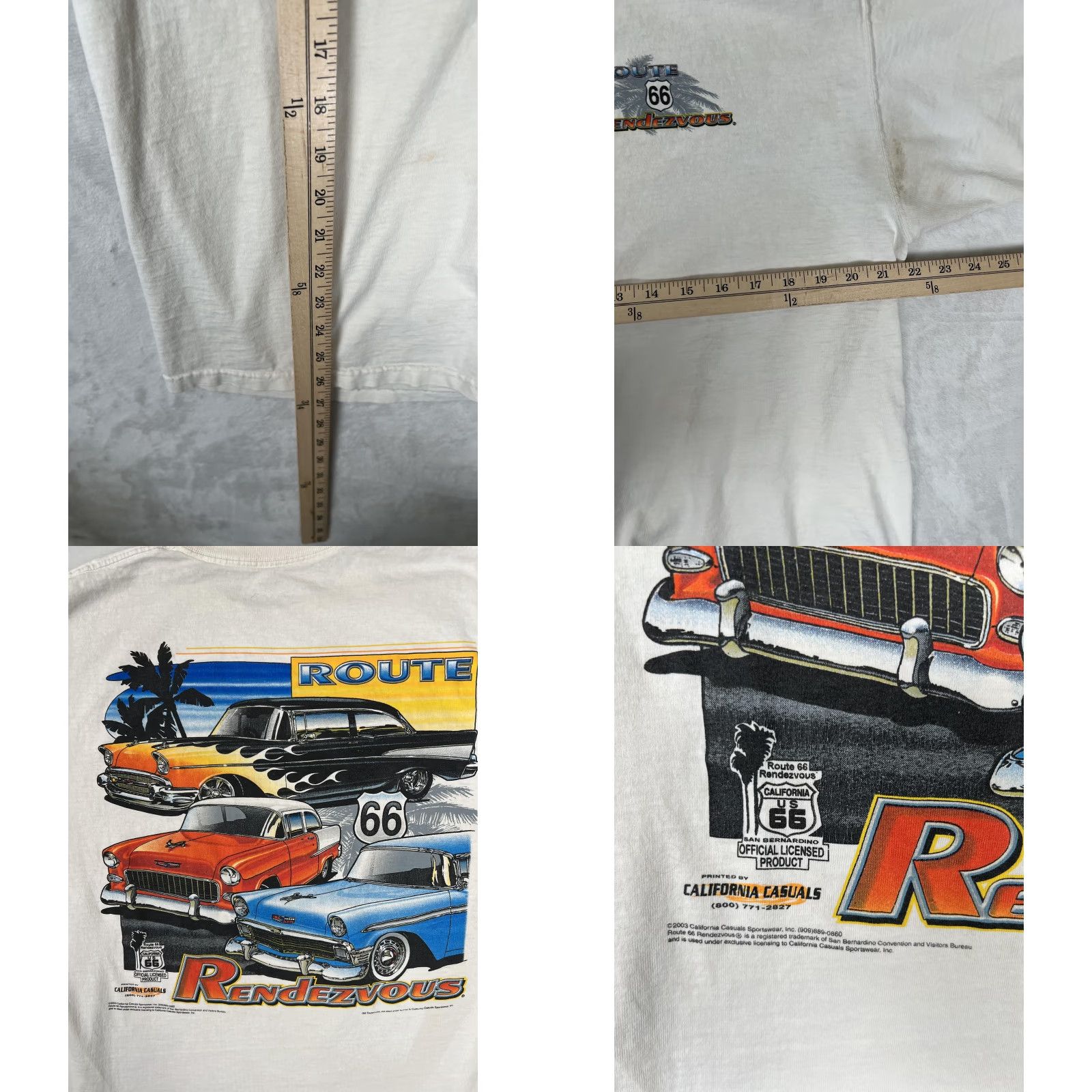 Vintage VINTAGE Route 66 Rendezvous Bel Air Hot Rod T-Shirt Mens Large White California Size US L / EU 52-54 / 3 - 8 Thumbnail