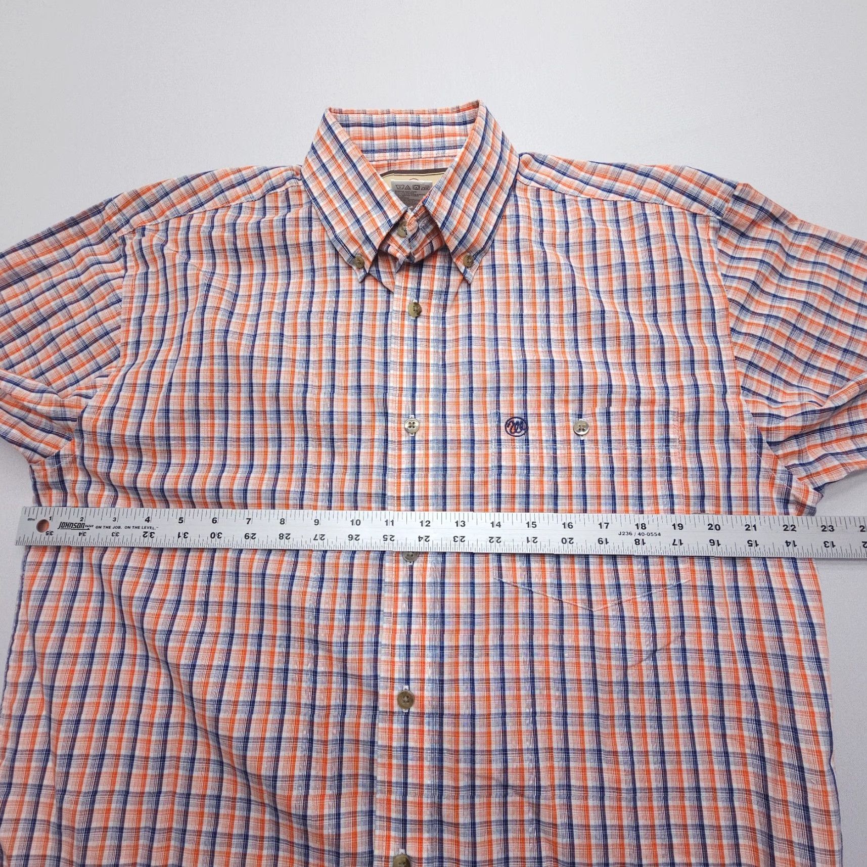Wrangler Wrangler Button-Down Shirt Mens Medium Plaid Western Long Sleeve Workwear Orange Cotton Blend Button-Up Casual Mens Shirt Size US M / EU 48-50 / 2 - 7 Thumbnail