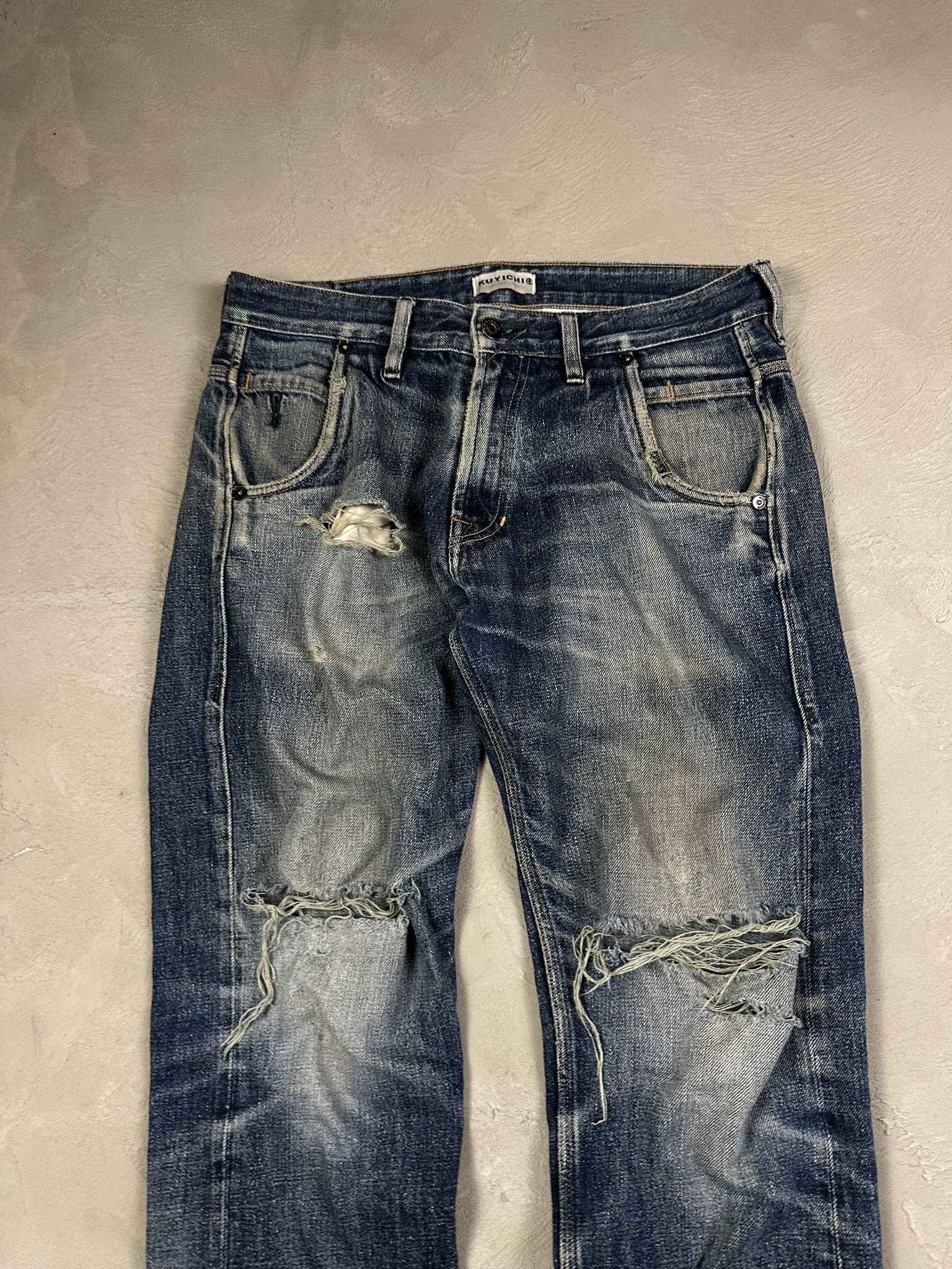 Japanese Brand Vintage Japanese Kuyichi Distressed Y2k Faded Straight Denim Size US 32 / EU 48 - 3 Thumbnail