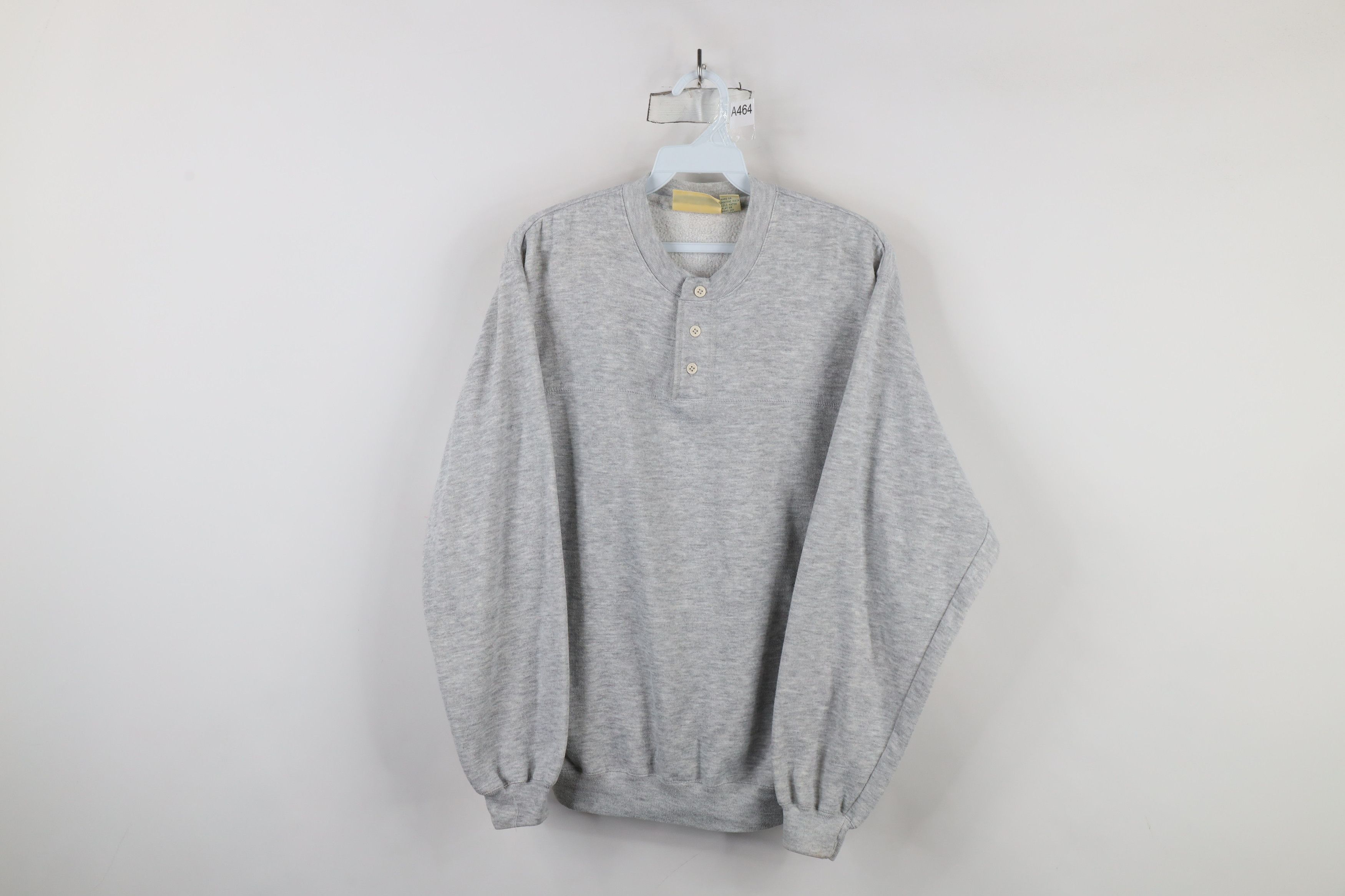 Vintage Vintage 90s Streetwear Henley Sweatshirt Heather Gray Size US M / EU 48-50 / 2 - 1 Thumbnail