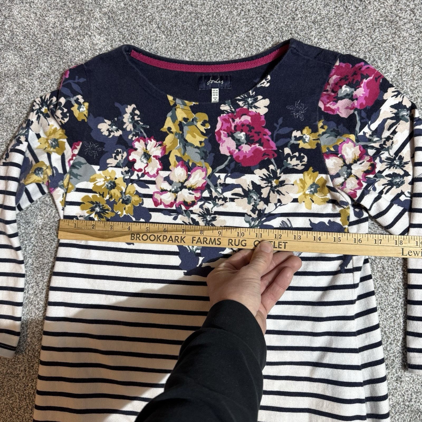 Other Joules Shift Dress 10 Cottagecore Floral Striped Office Chic Size L / US 10 / IT 46 - 3 Thumbnail