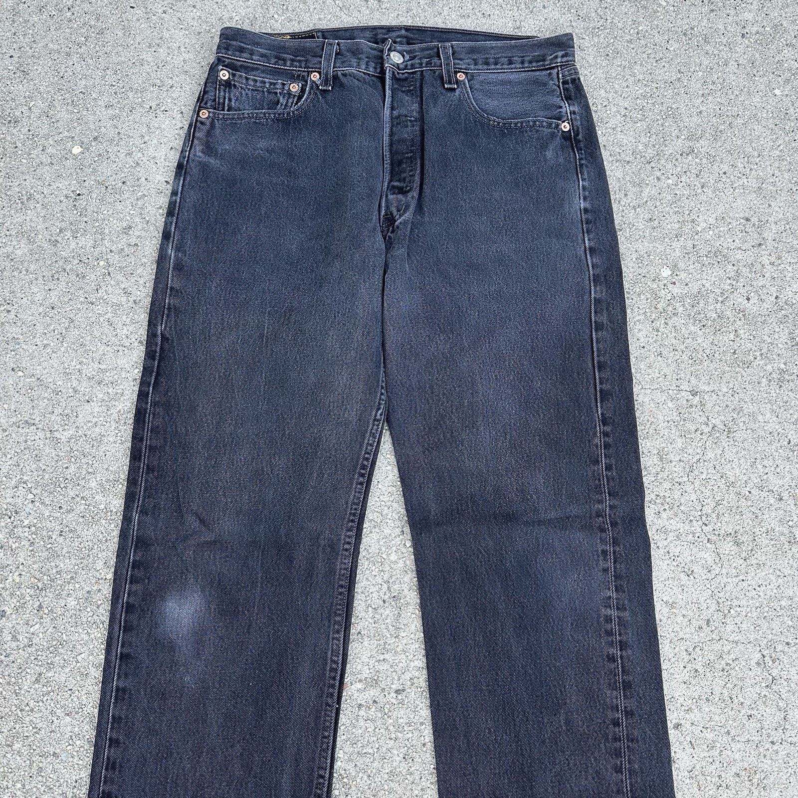 Levi's × Vintage Vintage Levi’s 501 Straight Faded Black Denim Jeans 34x34 Size US 34 / EU 50 - 2 Thumbnail