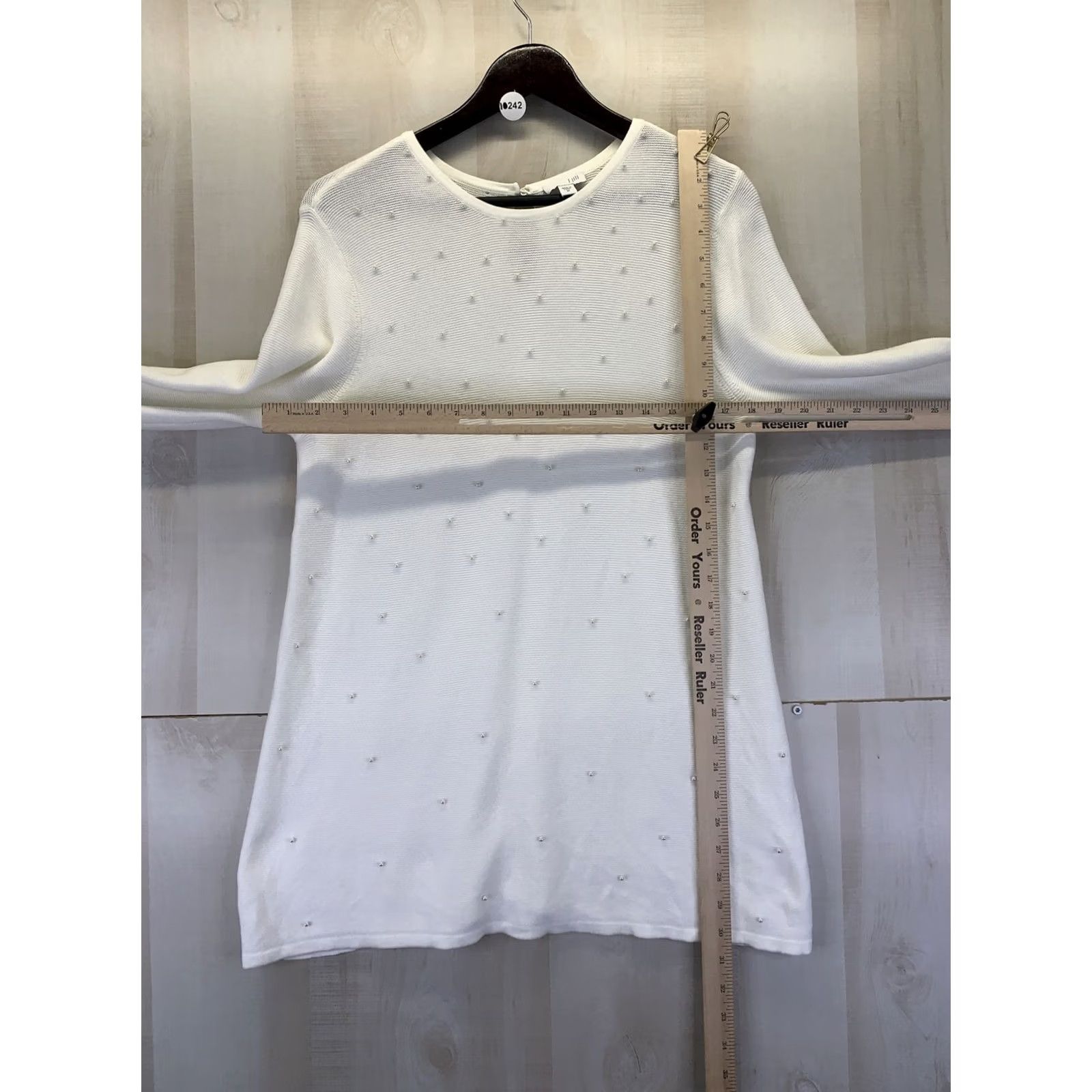 Vintage VINTAGE J Jill Ivory Pearl Studded Knit Tunic Top Womens Medium-10242 Size M / US 6-8 / IT 42-44 - 4 Thumbnail