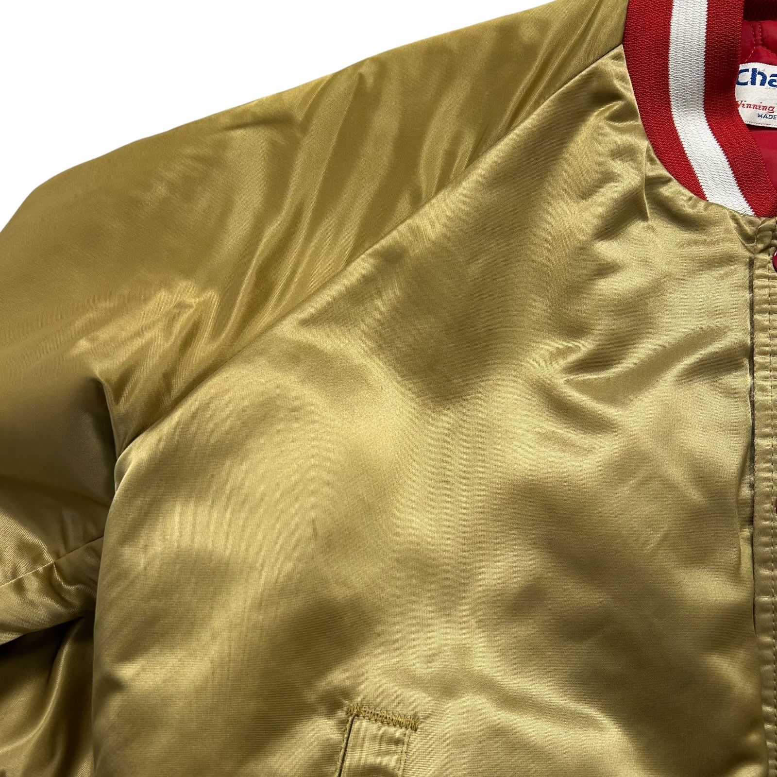 NFL VTG 90s SF 49ERS CHALK LINE SATIN JACKET SPELL OUT Size US L / EU 52-54 / 3 - 7 Thumbnail