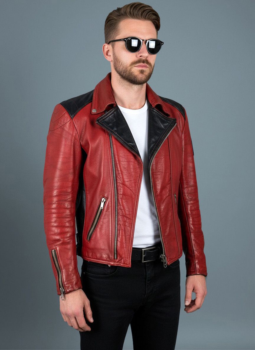 Vintage 1970s HARRO rare vintage two-tone leather biker jacket Size US L / EU 52-54 / 3 - 1 Thumbnail