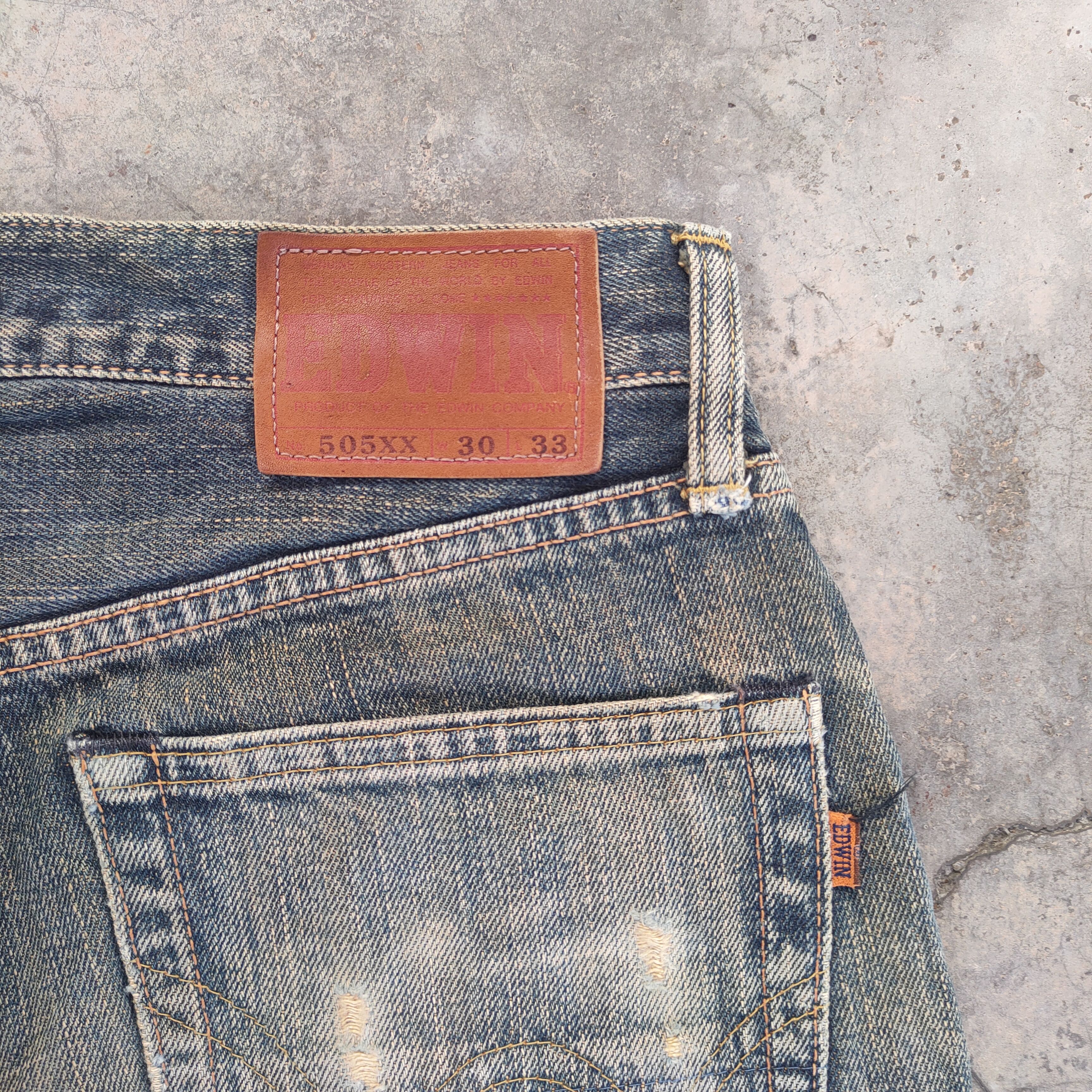 Edwin RUSTY💥 VINTAGE EDWIN ORG TAG RUSTY FADED RIPPED JEANS PANTS Size US 30 / EU 46 - 12 Thumbnail