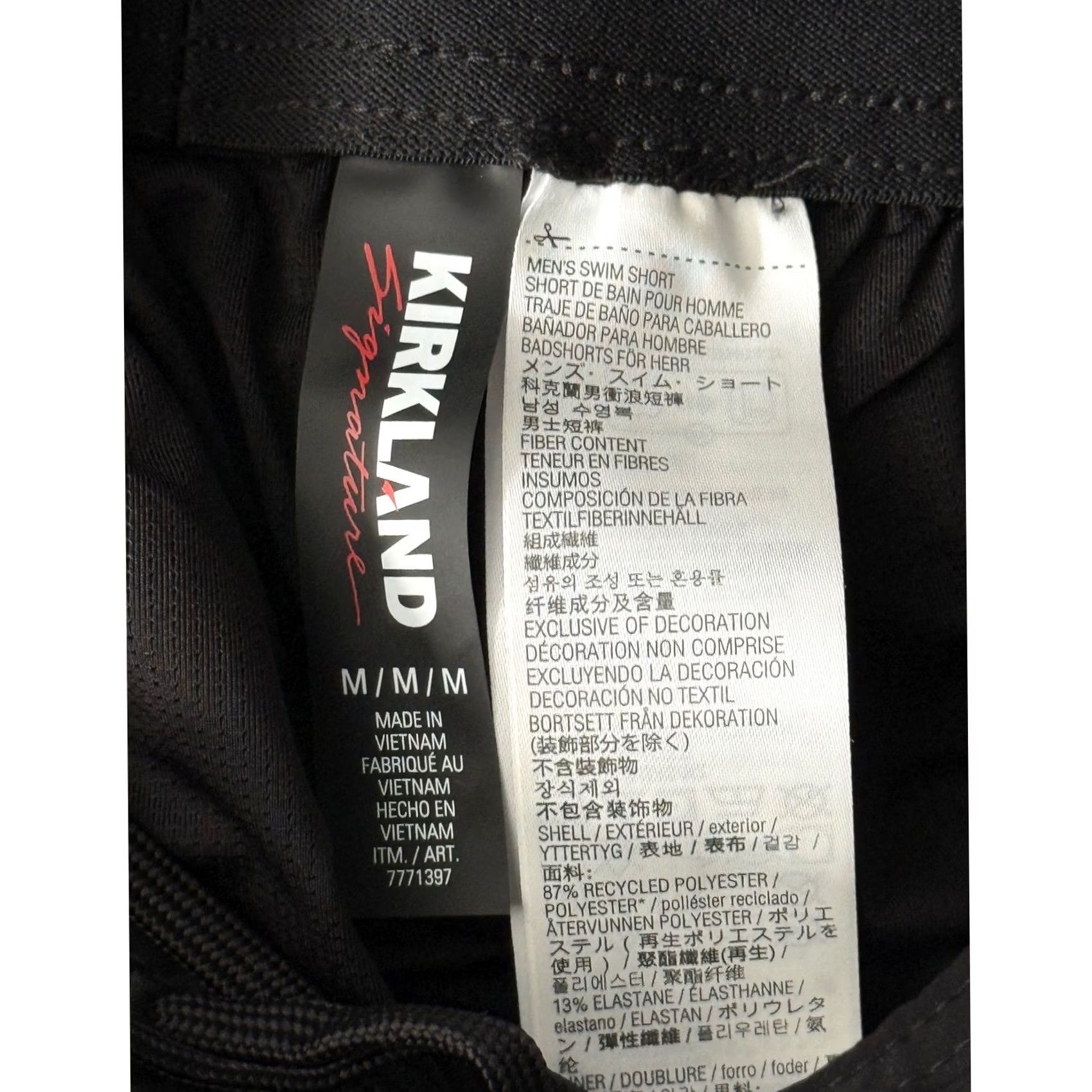 Swims Kirkland Signature Men Swim Shorts Black Quick Dry Stretch Lined Zipper Pocket Beachwear M Size US 31 - 4 Thumbnail