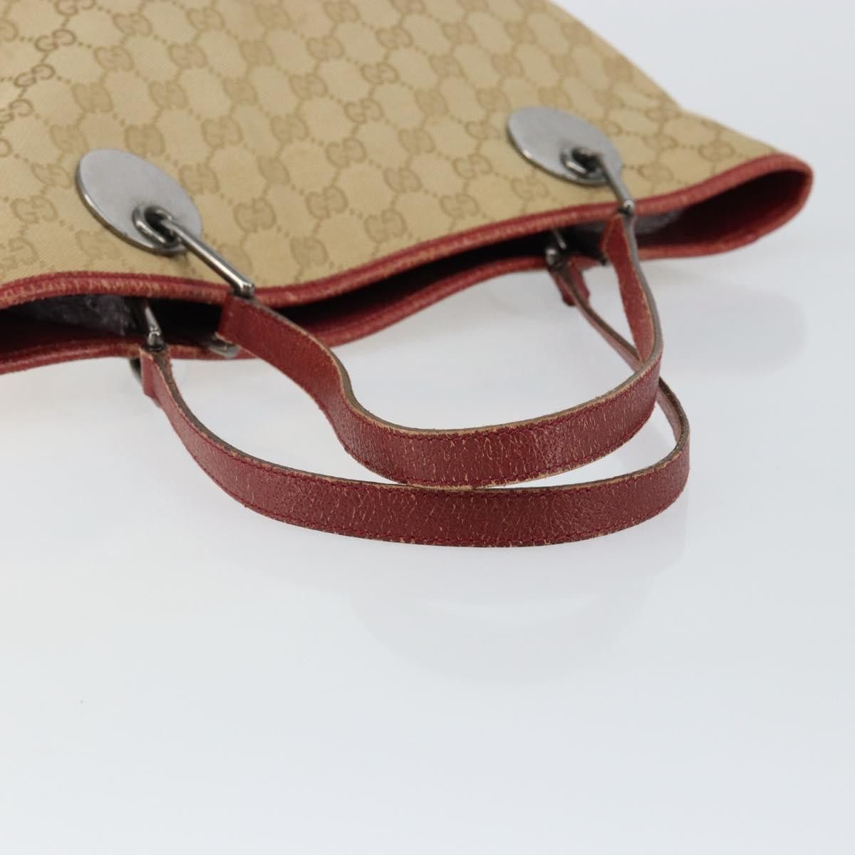 Gucci GUCCI GG Canvas Tote Bag Beige Silver Size ONE SIZE - 7 Thumbnail