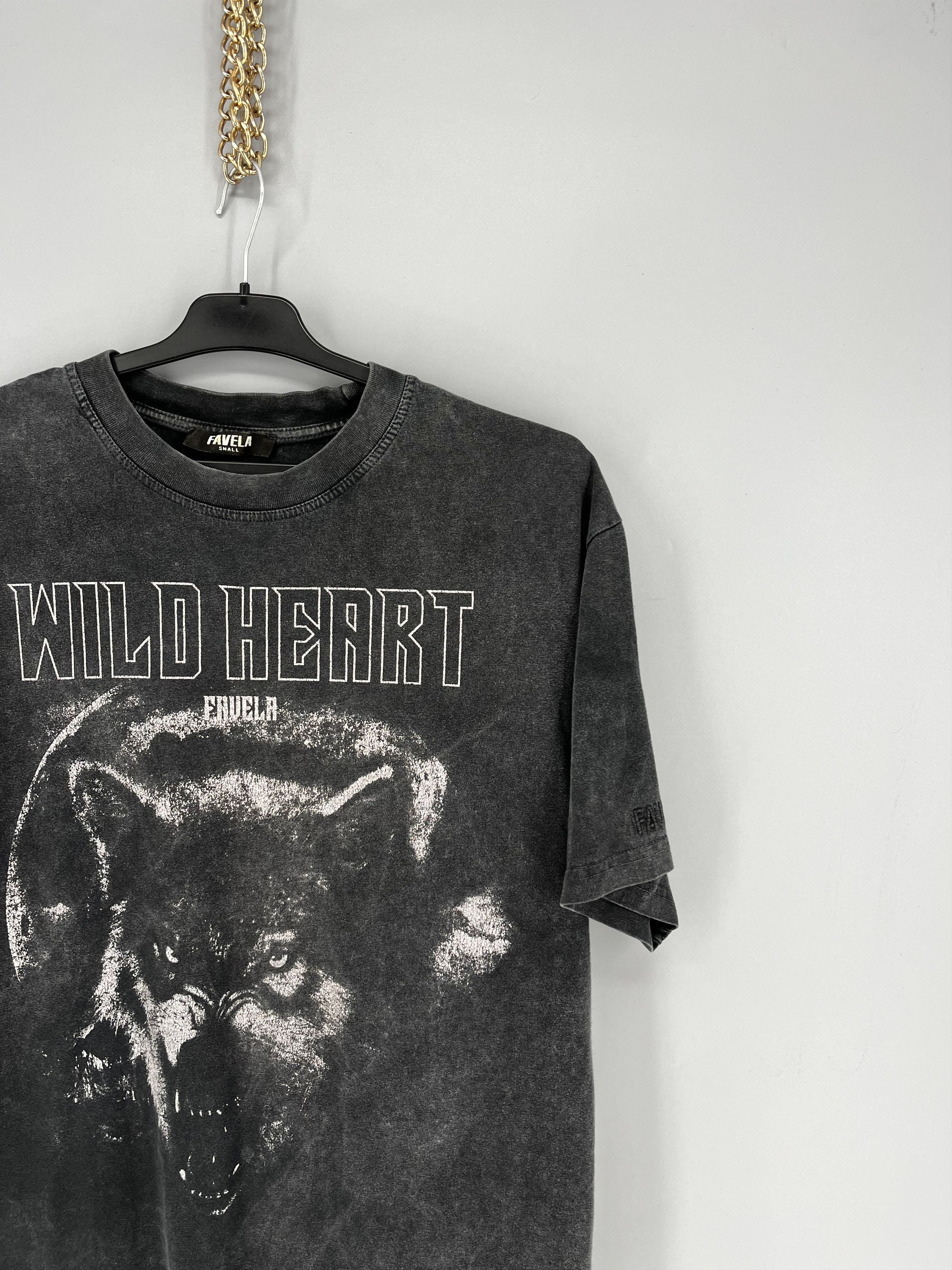 FAVELA FAVELA Vintage Wolf Tee “Wild Heart” Washed Black S Size US S / EU 44-46 / 1 - 5 Thumbnail