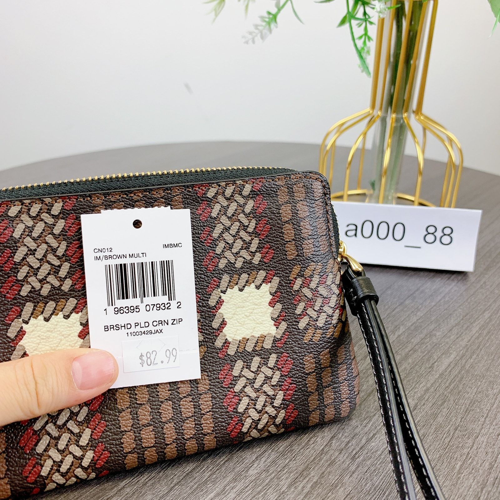 Coach Coach CN012 Corner Zip Wristlet With Brushed Plaid Print Size ONE SIZE - 4 Thumbnail