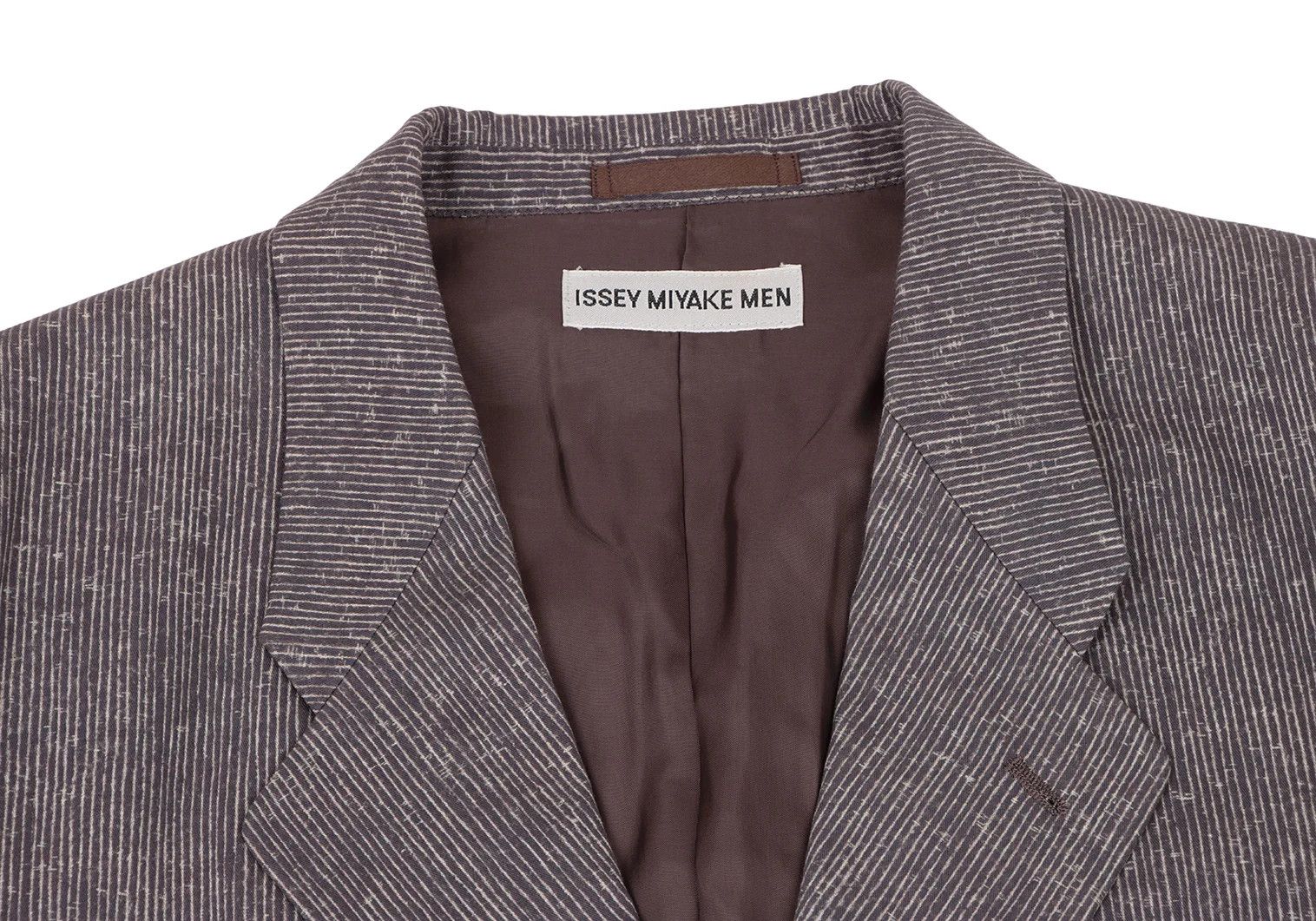 Issey Miyake Cotton Striped 3-Button Jacket in Purple, Size L Size US L / EU 52-54 / 3 - 3 Thumbnail