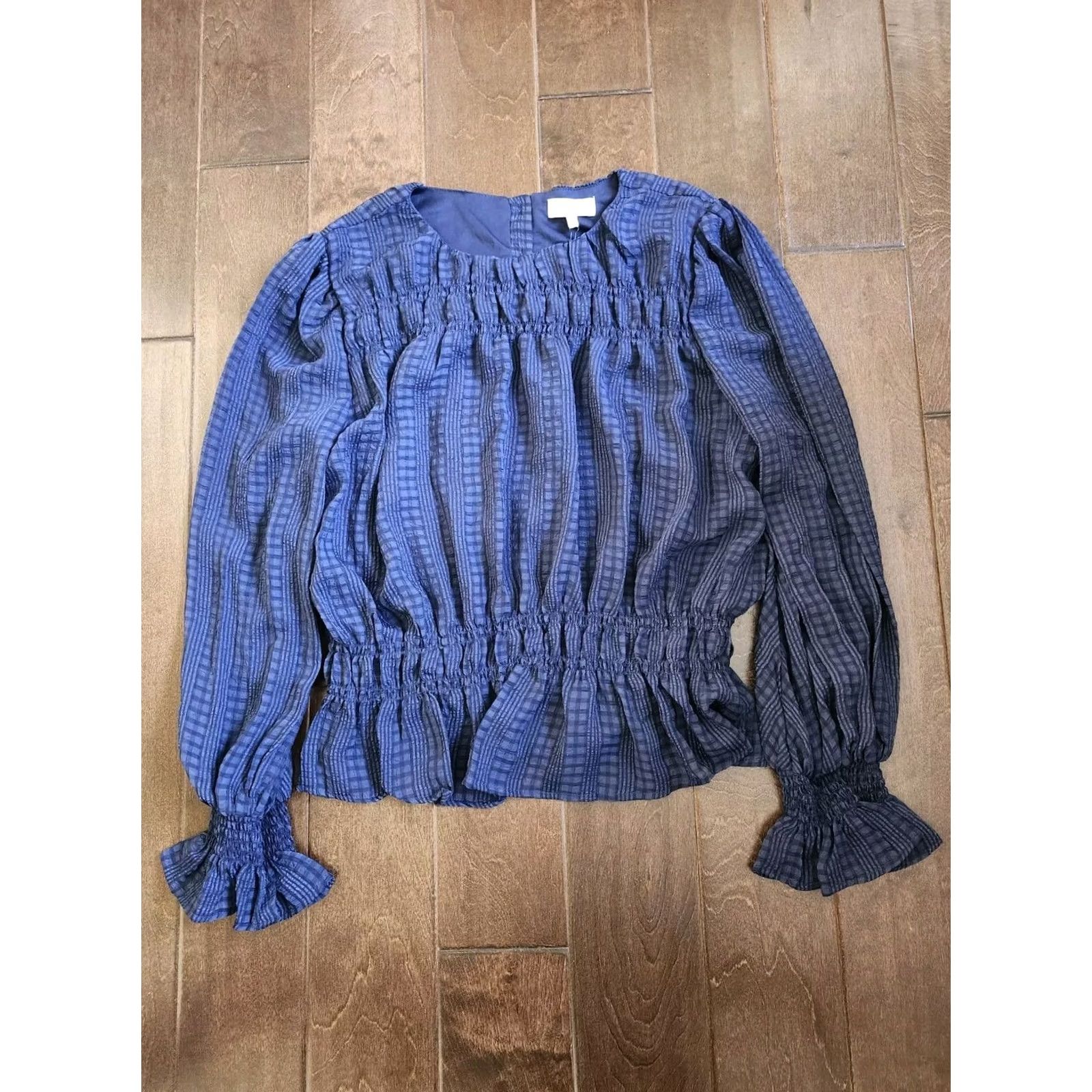 Vintage NSR Blouse Shirt - Womens Blue Long Sleeve Pleated - XL - NWT Size XL / US 12-14 / IT 48-50 - 2 Thumbnail