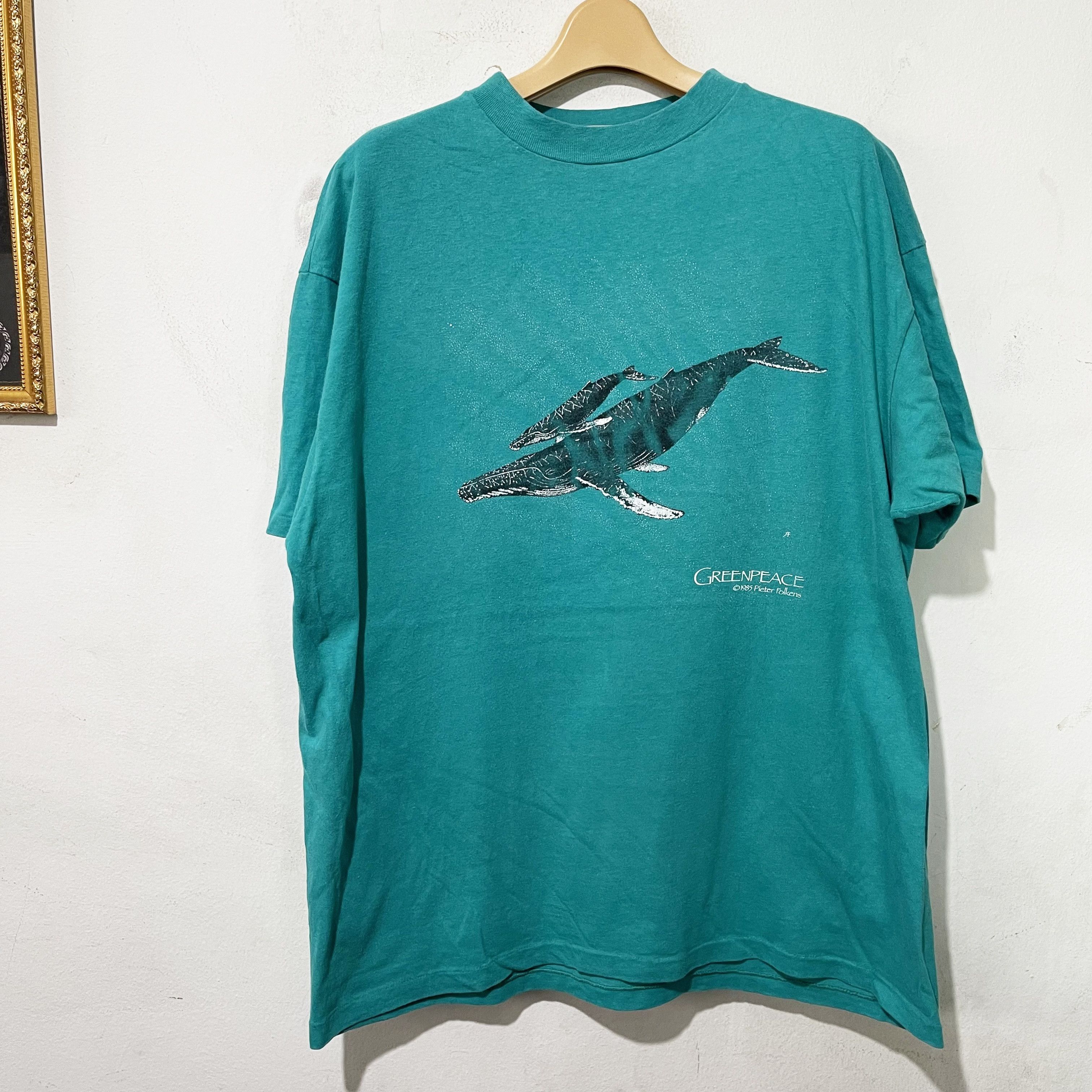 Vintage 1985 Greenpeace Humpback Whales Pieter Folkens Shirt