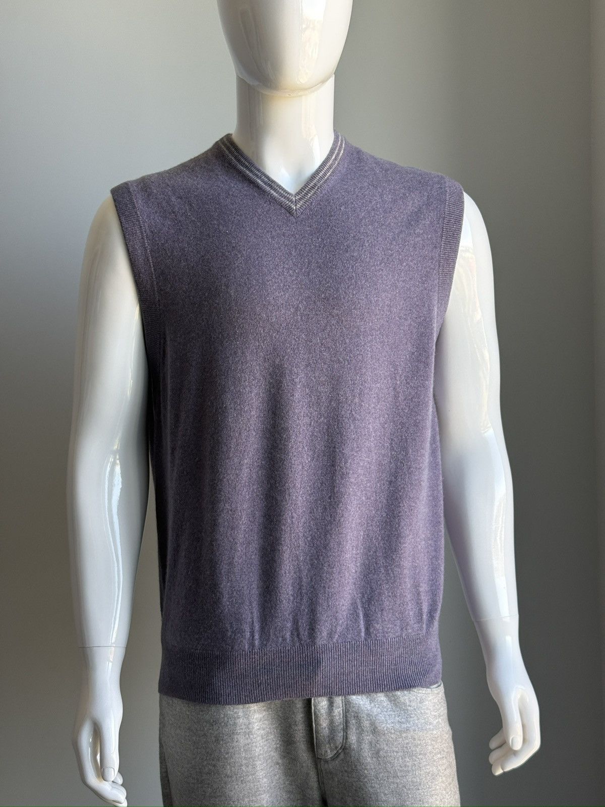 Brunello Cucinelli Brunello Cucinelli Cashmere Knit Purple Formal Classic Vest Size US L / EU 52-54 / 3 - 3 Thumbnail