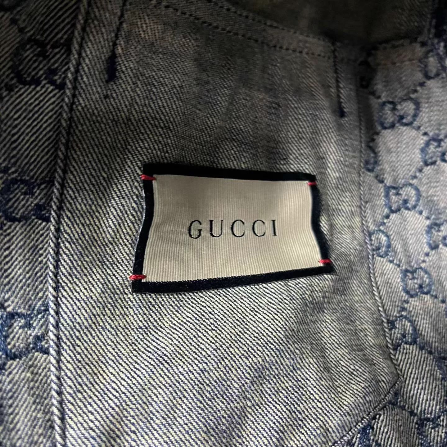 Gucci Gucci Navy All Over Print Logo Denim Jacket 52 Size US L / EU 52-54 / 3 - 3 Thumbnail