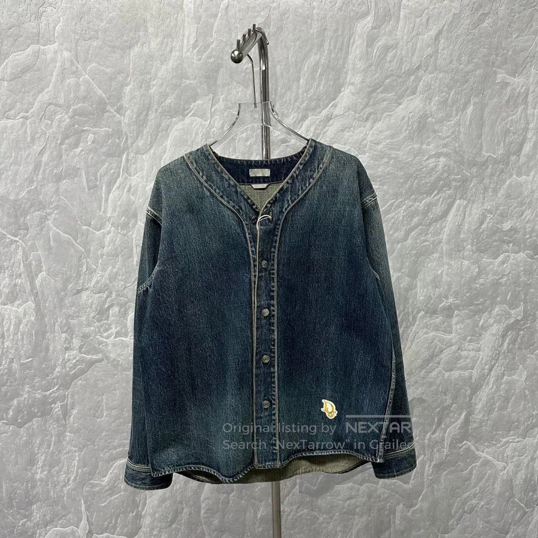 Dior dior denim tears baseball jacket with no collar. Size US L / EU 52-54 / 3 - 1 Thumbnail