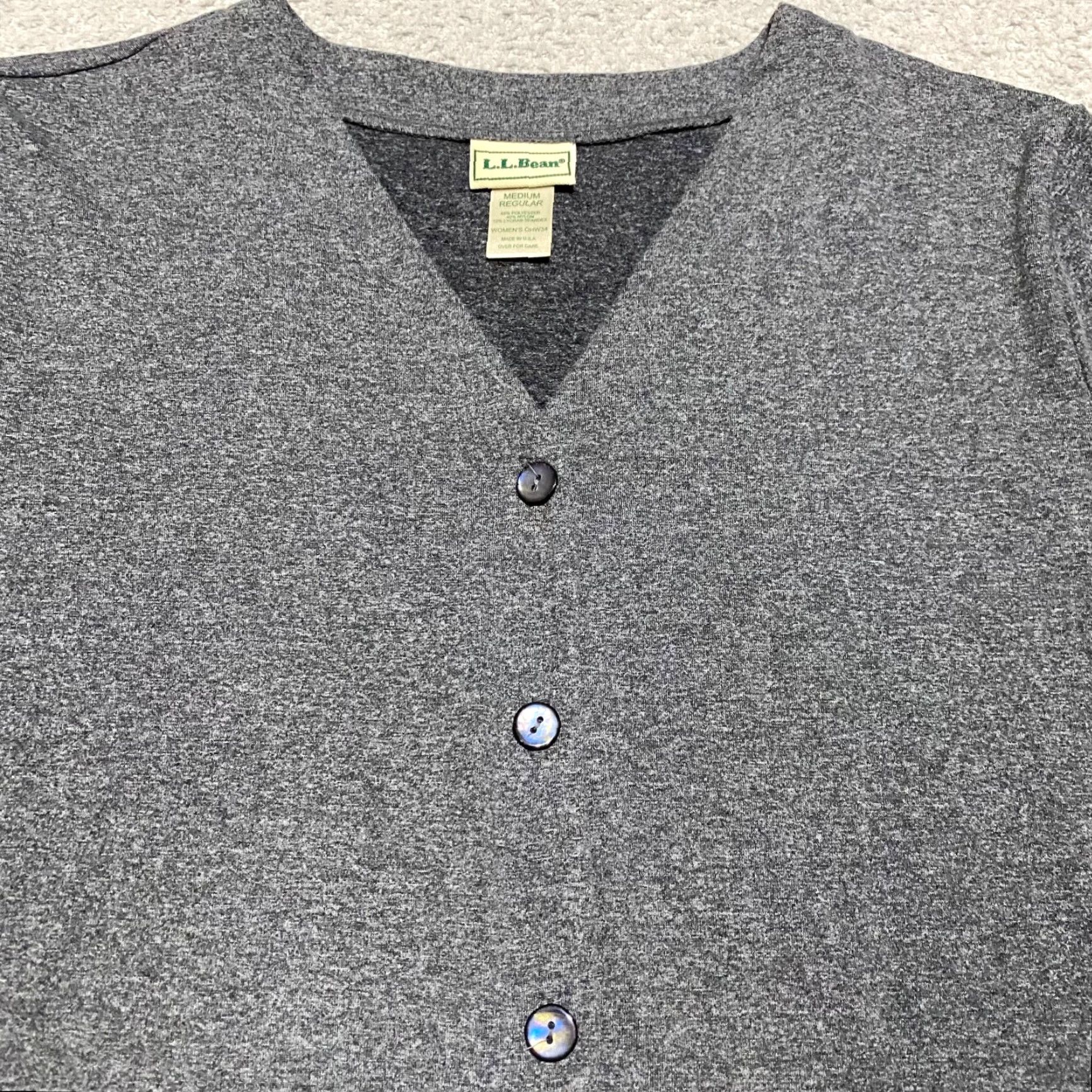 Vintage L.L. Bean Womens Cardigan Sweater Solid Gray V-Neck Button Up Lightweight Regular Size M Size M / US 6-8 / IT 42-44 - 7 Thumbnail