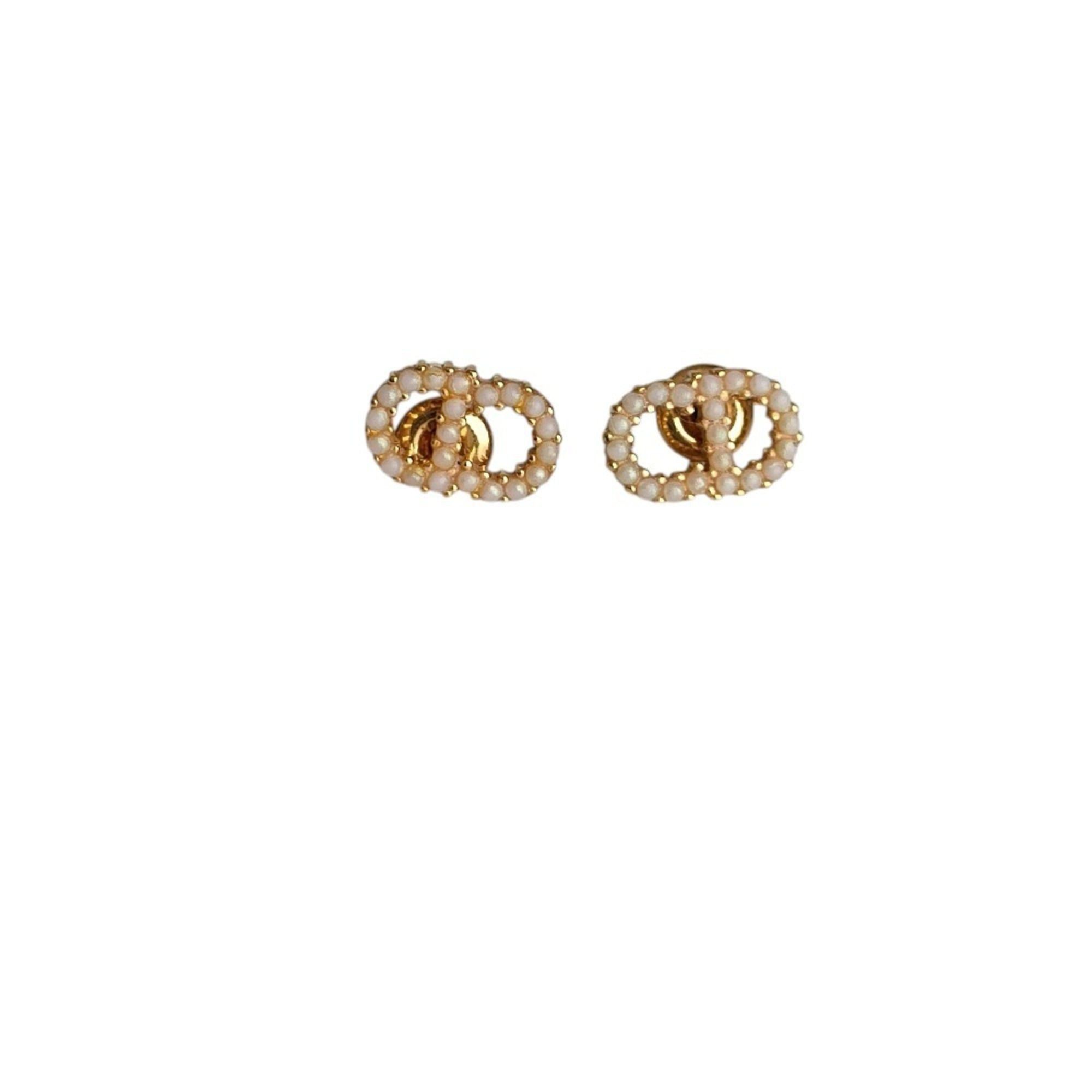 Dior Christian Dior Clair D Lune Pearl Stud Earrings, Gold, Women's, Luxs, Pre-owned Brands Size ONE SIZE - 1 Thumbnail