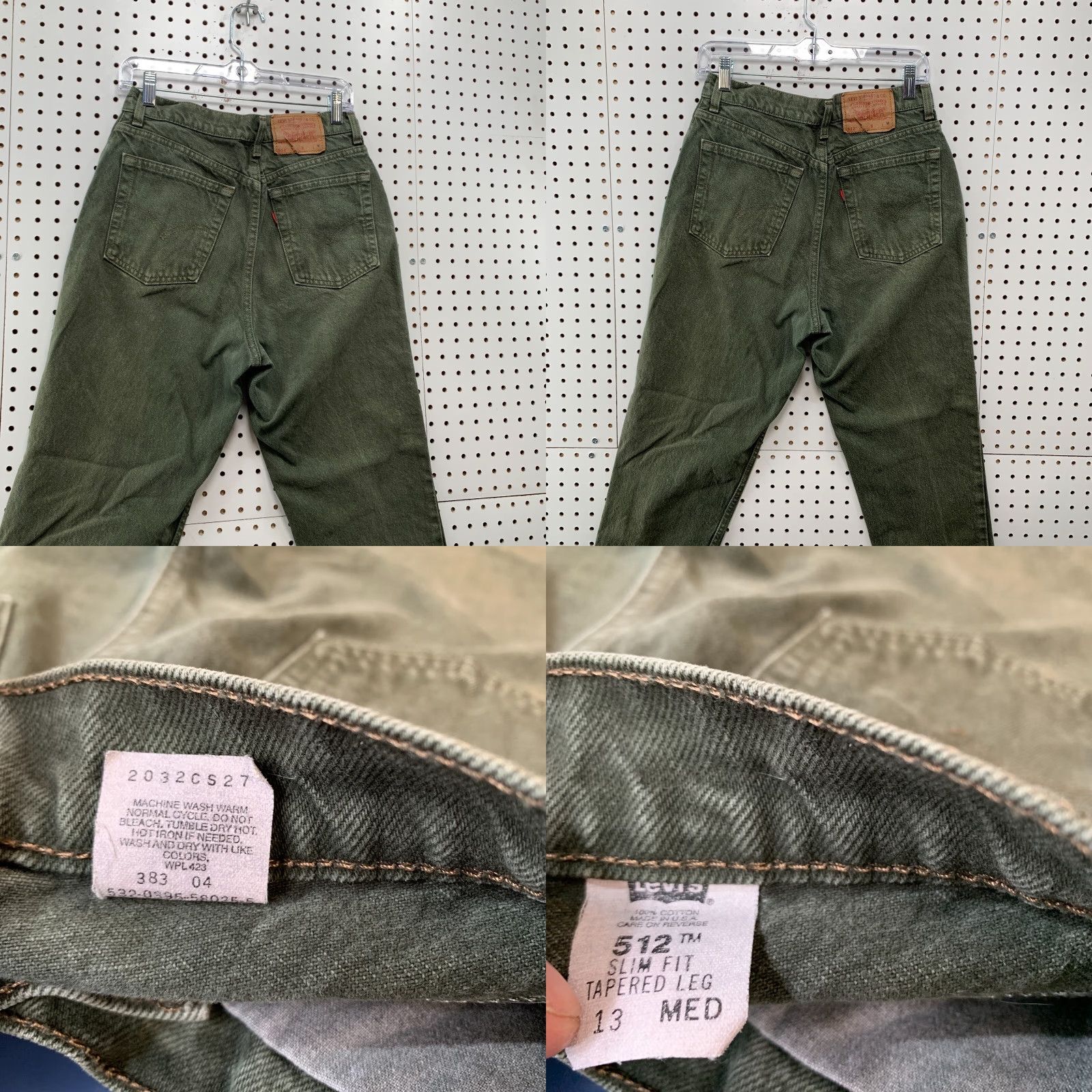 Levi's VINTAGE Levi's 513 Denim Jeans Womens Size 13 Olive Green Made USA Levis 513 Jeans 30x27 Size 34" / US 12 / IT 48 - 8 Thumbnail