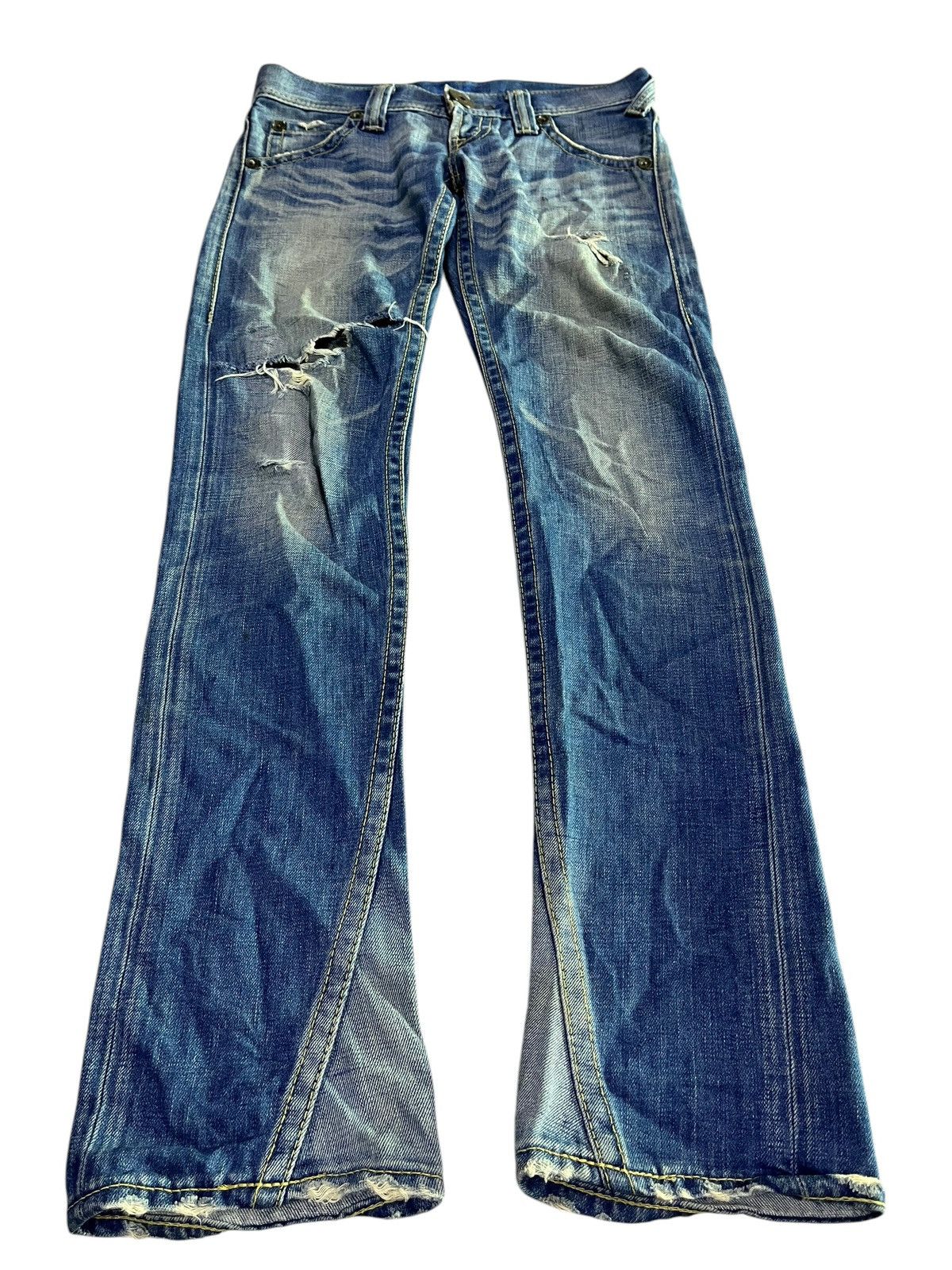 If Six Was Nine × Japanese Brand 🇯🇵 FLARE Y2K RODEO CROWNS DISTRESSED DENIM Size 31" - 1 Thumbnail