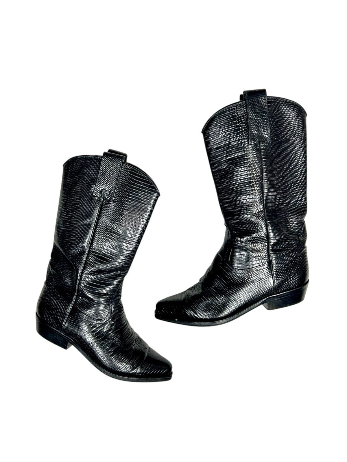 Cowboy Equipment Vintage Black Leather Western Cowboy Biker boots Size US 6 / IT 36 - 1 Thumbnail