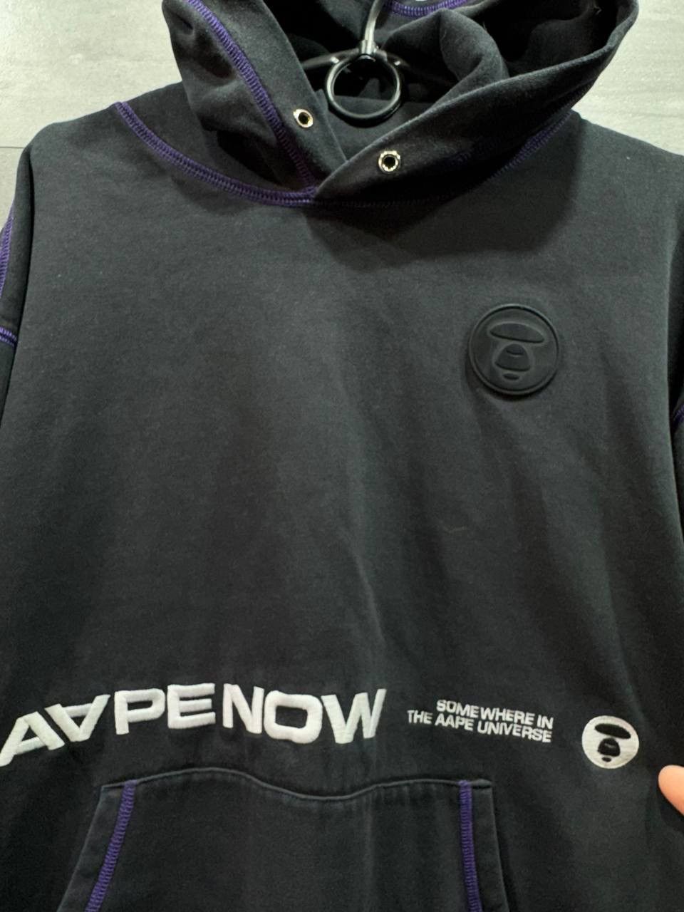 Aape AAPE by A Bathing Ape Black Contrast Stitch Logo Black Hood Size US M / EU 48-50 / 2 - 5 Thumbnail