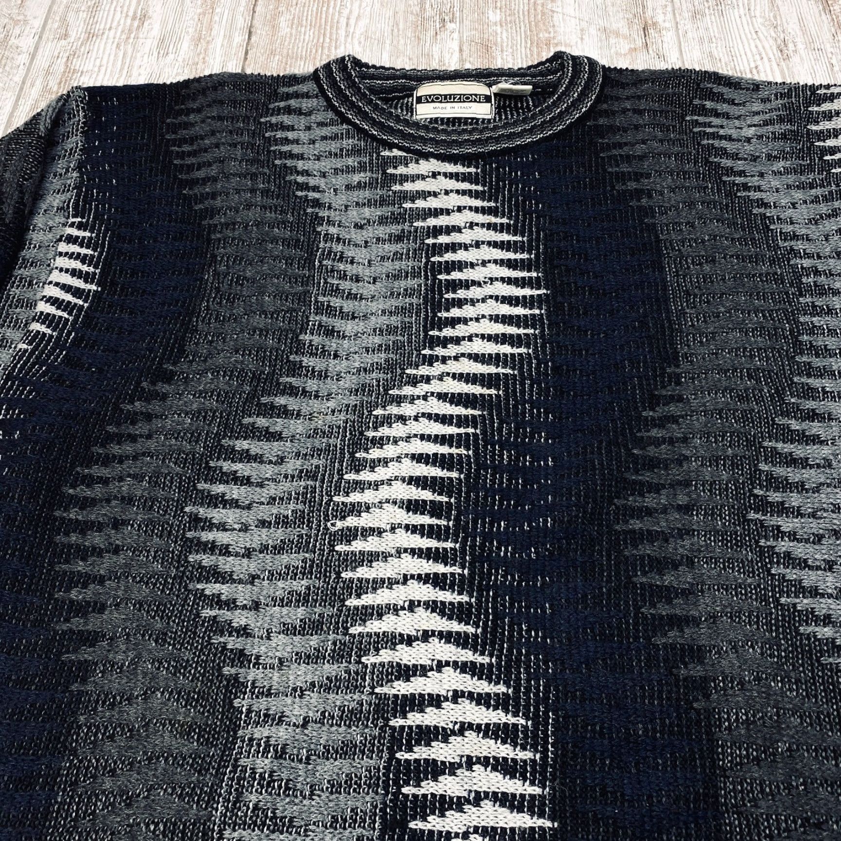 Vintage VINTAGE Evoluzione Sweater Mens Large Black Gray Grandpa Wool Blend Italy 7402 Size US L / EU 52-54 / 3 - 6 Thumbnail