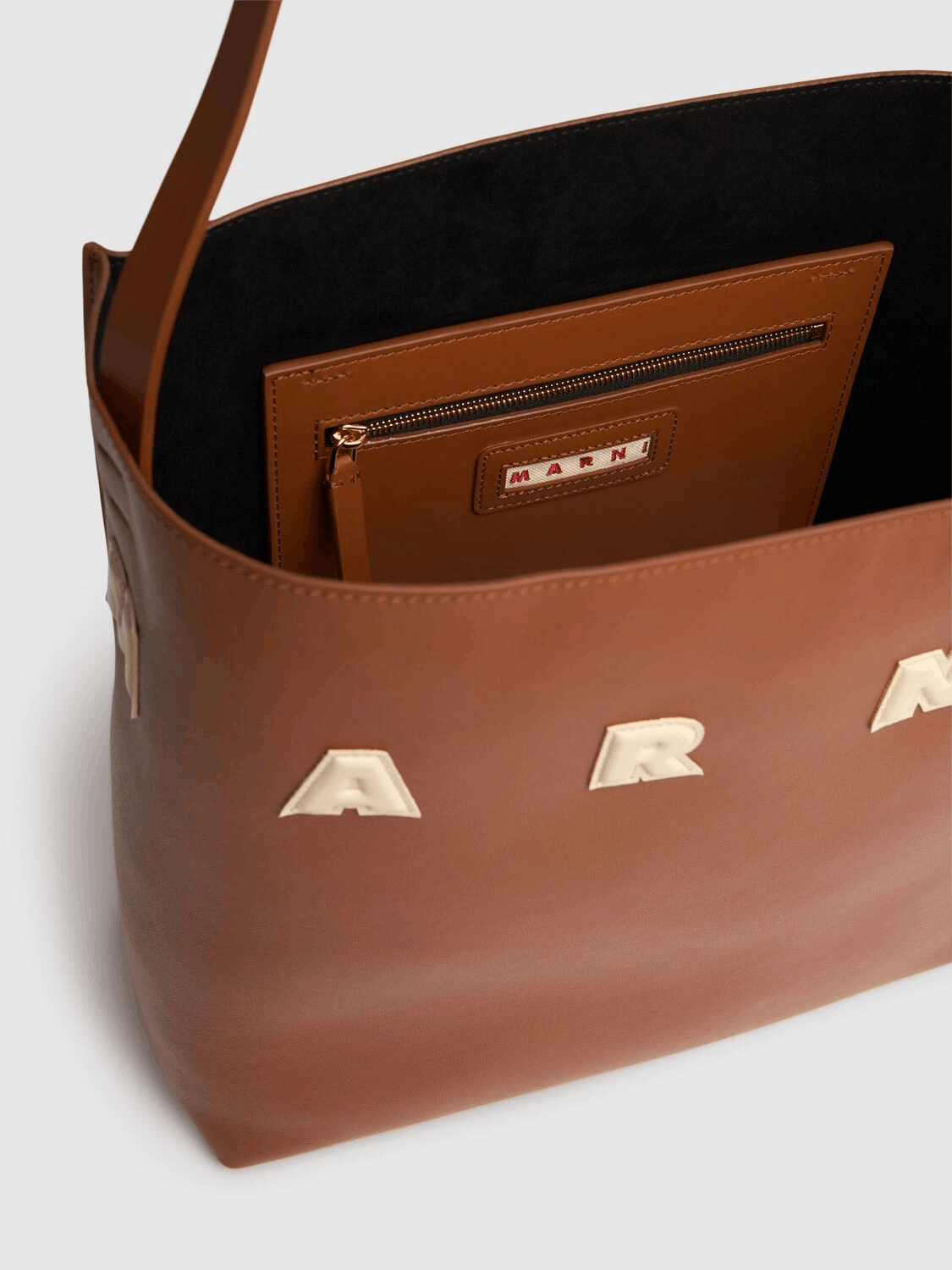 Marni MARNI Museo Medium Mocha Brown Leather Shoulder Bag Size ONE SIZE - 4 Thumbnail