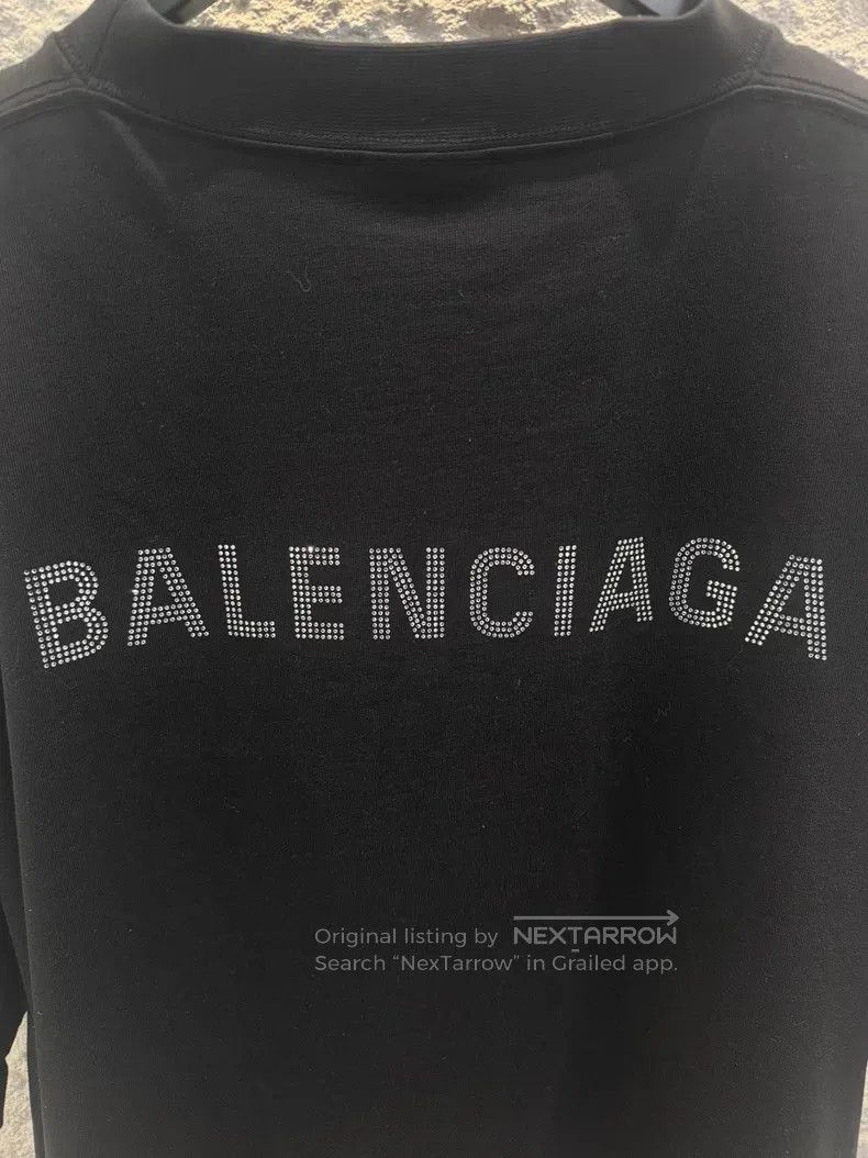 Balenciaga Balenciaga Front and Back Rhinestone Logo Short Sleeve Size US XL / EU 56 / 4 - 5 Thumbnail