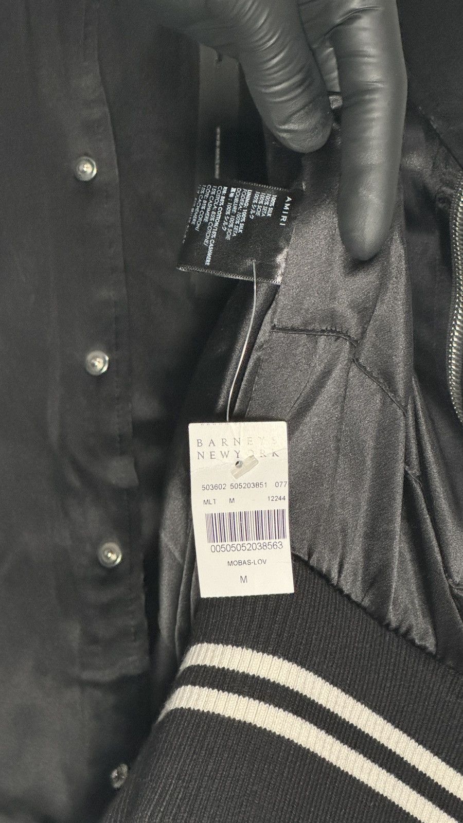 Amiri AMIRI “Lovers” Satin Varsity Jacket - Black - Size Medium Size US M / EU 48-50 / 2 - 7 Thumbnail