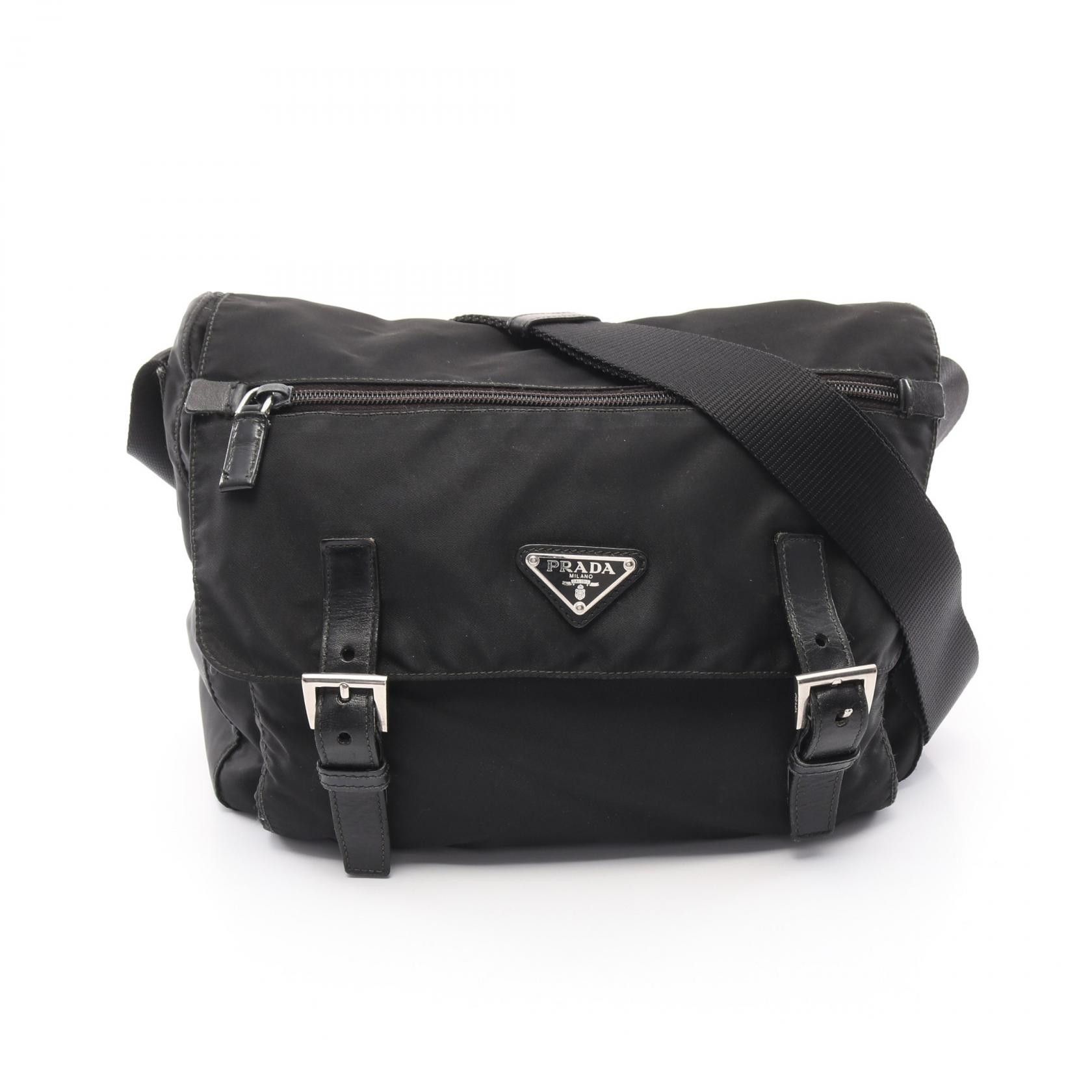 Prada Prada Vela Sport Nylon Leather Shoulder Bag Leather Shoulder Bag Bt6671 in Black, Women's