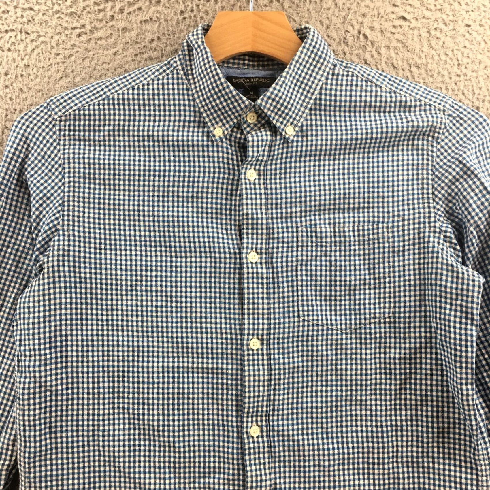 Banana Republic Banana Republic Slim Fit Button Down Shirt M Blue Gingham Long Sleeve Collared Mens Size US M / EU 48-50 / 2 - 2 Thumbnail