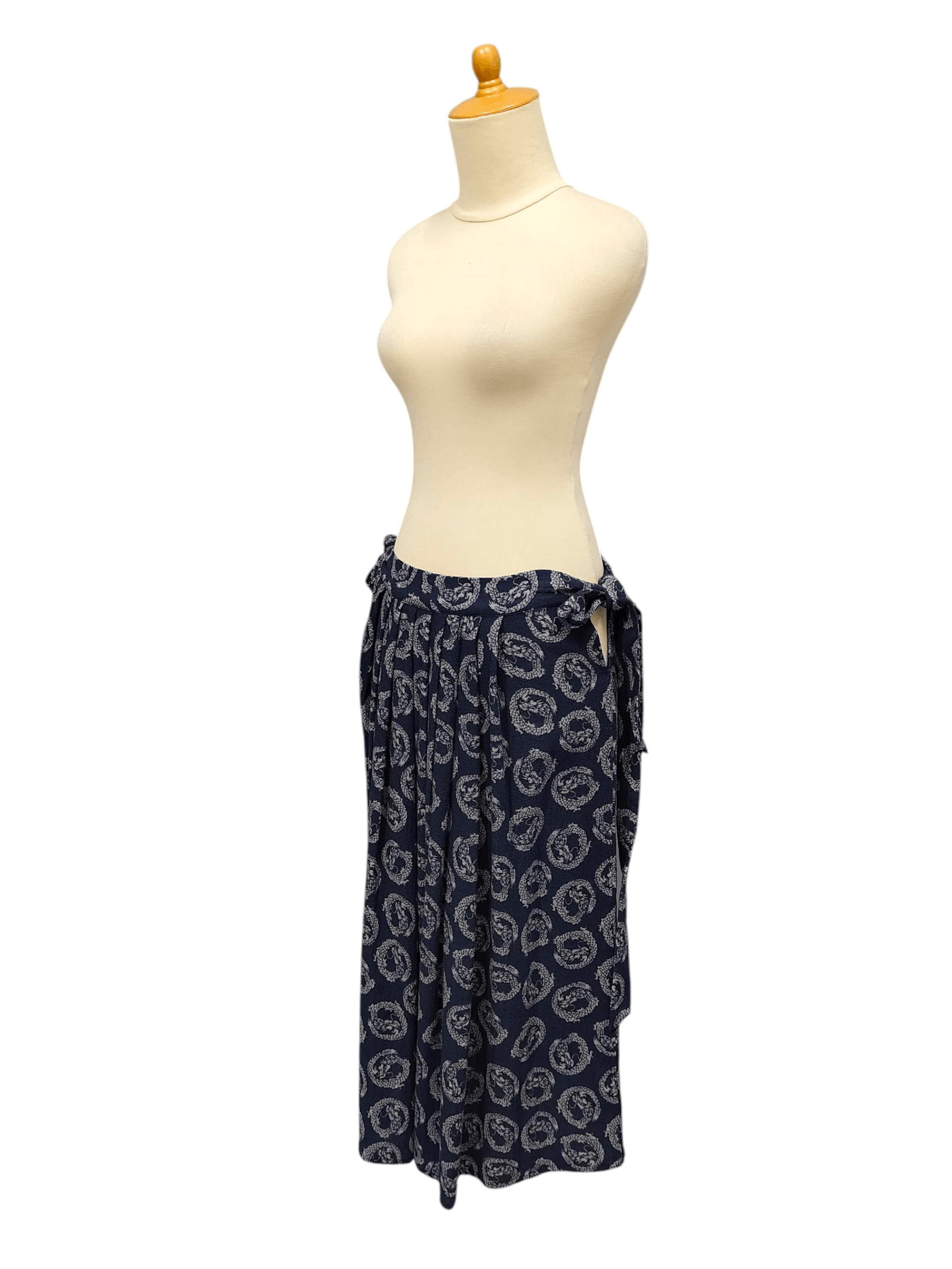 Needles RARE Needles🇯🇵Dragon Crest Wrap Pleated Kimono Style Skirt Size 32" / US 10 / IT 46 - 8 Thumbnail