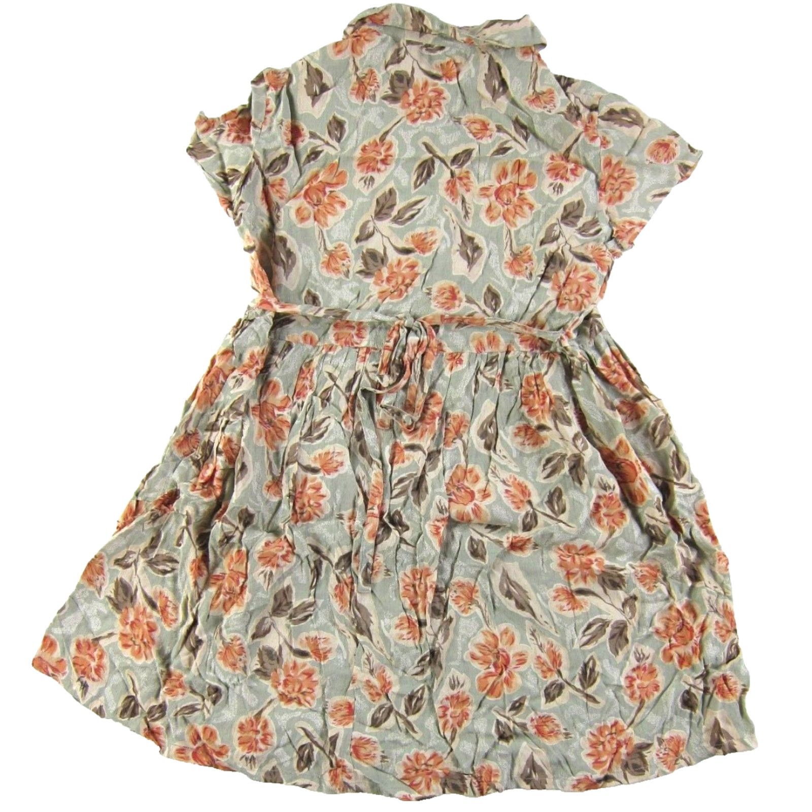 Pinko VINTAGE ZOFUS Dress Short Sleeve Button Up Floral Shirt Green S Women Size 28" / US 6 / IT 42 - 2 Thumbnail