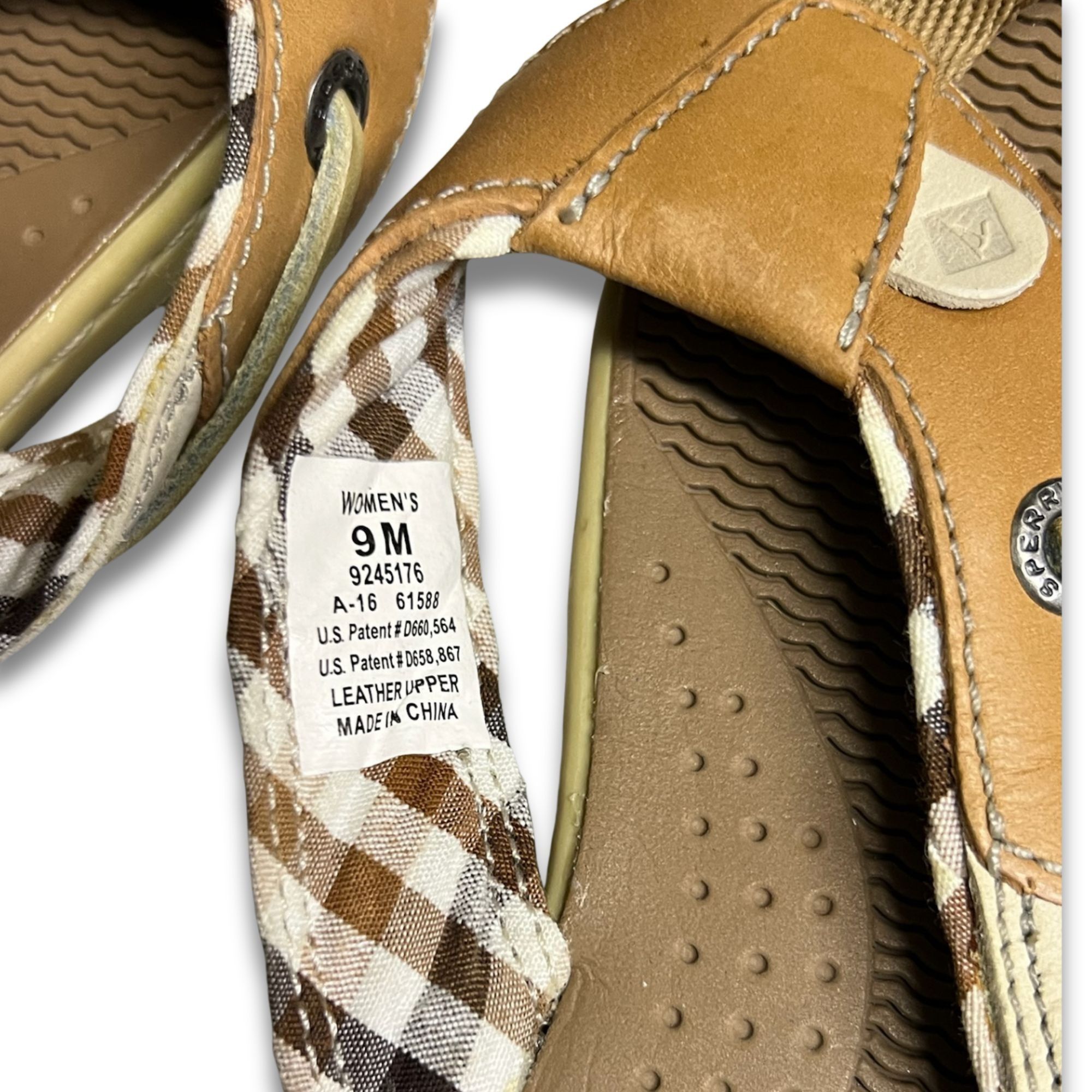 Sperry Sperry Womens Seafish Thong Sandals Size 9 Brown Plaid Leath Size US 9 / IT 39 - 6 Thumbnail
