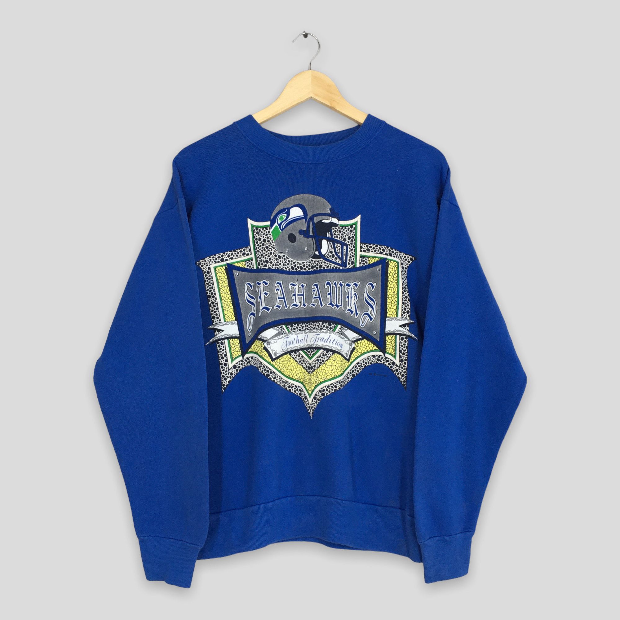 NFL × Vintage Vintage Seattle Seahawks Nfl Rugby Blue Sweatshirt Large Size US L / EU 52-54 / 3 - 1 Thumbnail