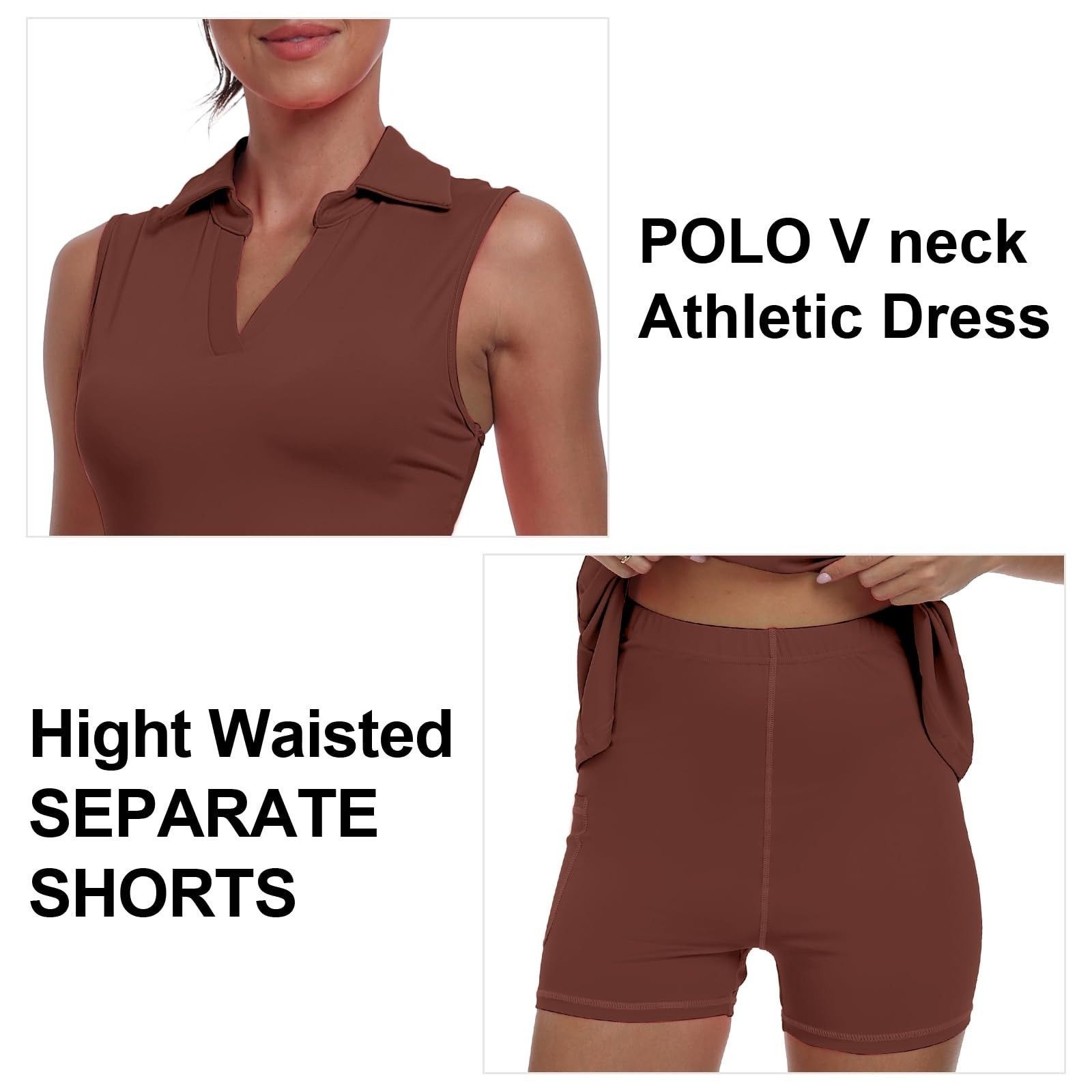 Other GGOV Womens Two Piece Tennis Golf Dress Pockets Brown Large Size L / US 10 / IT 46 - 5 Thumbnail