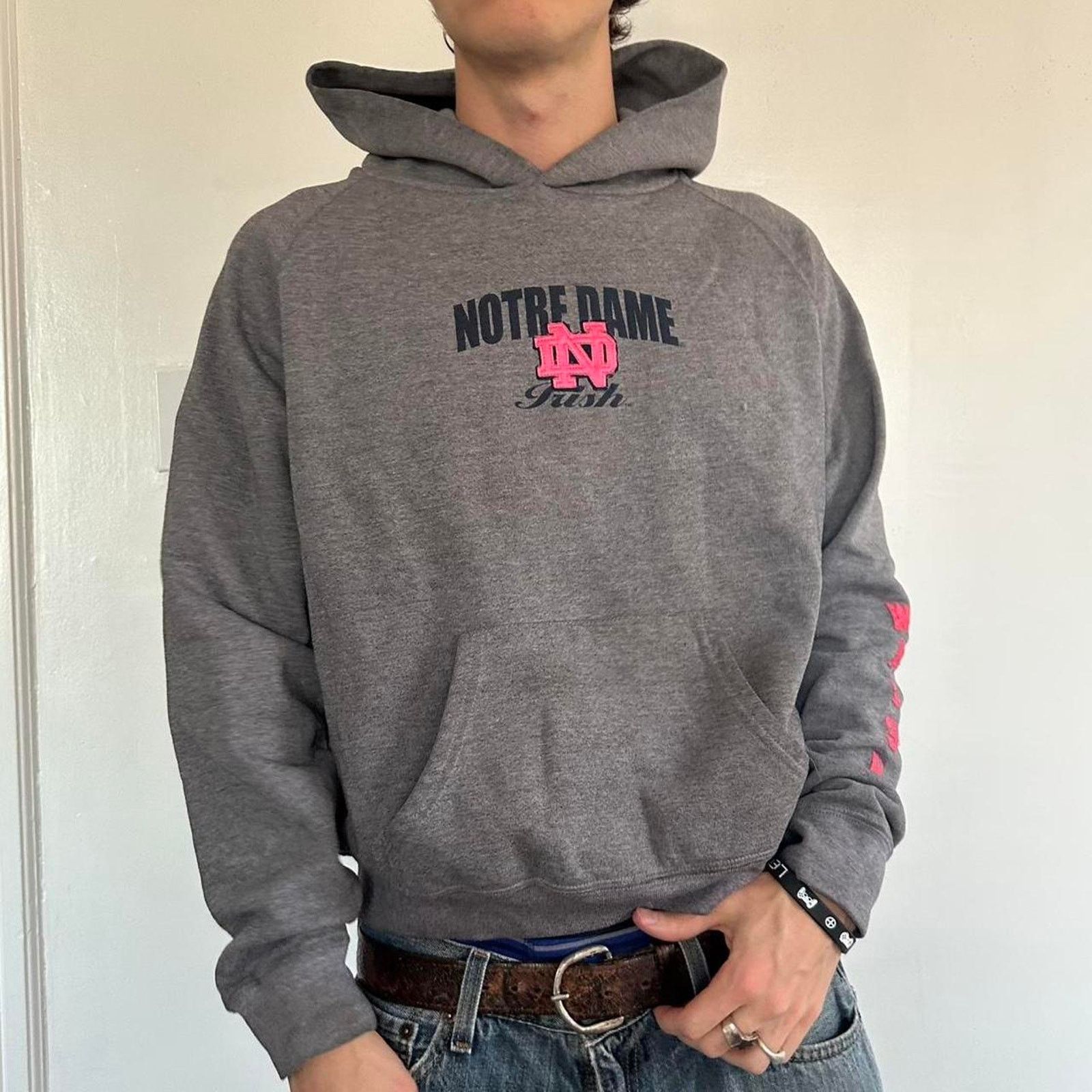 Vintage Vintage 00s Pink Notre Dame Fighting Irish Hoodie Sweatshirt Size S / US 4 / IT 40 - 7 Thumbnail