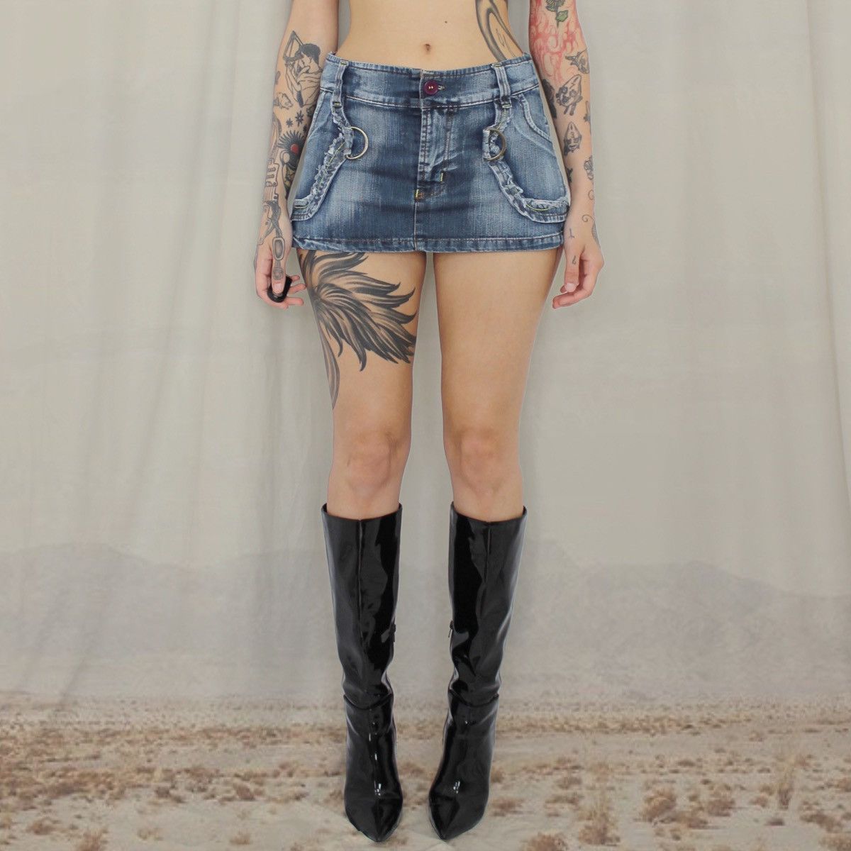 Vintage 🎧DENIM MICRO SKIRT🎧 Size 27" / US 4 / IT 40 - 1 Thumbnail