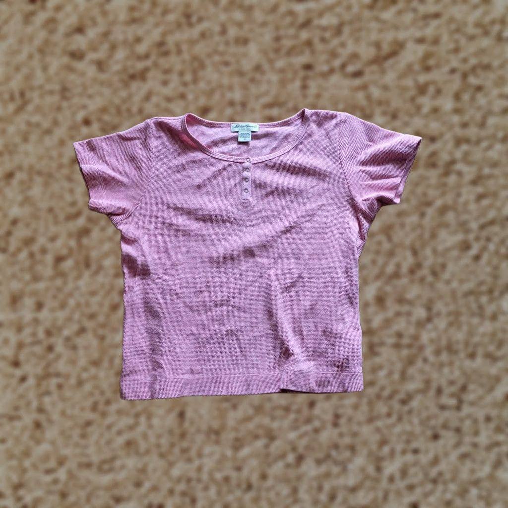 Eddie Bauer Eddie Bauer Shirt Womens Medium Pink Thermal Round Snap Buttons Short Sleeves Size M / US 6-8 / IT 42-44 - 1 Thumbnail