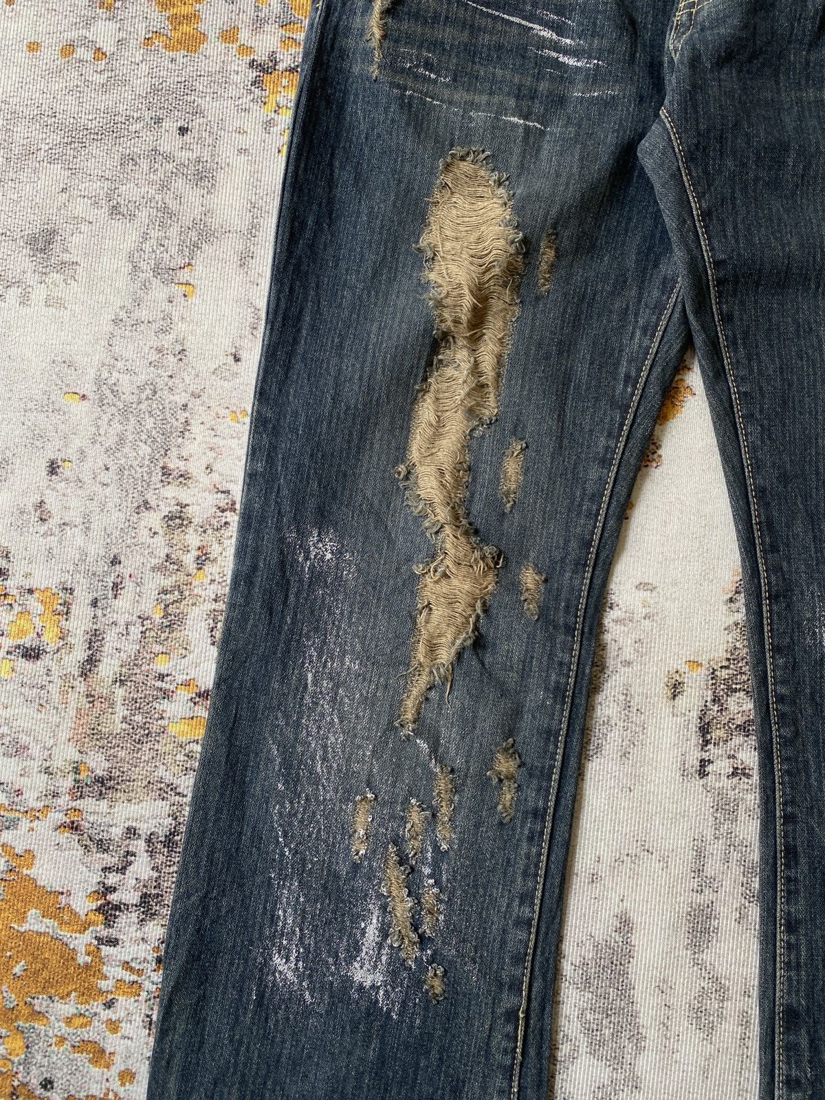 Japanese Brand Back Rush Distressed Splatter Design Flare Denim Size US 32 / EU 48 - 6 Thumbnail