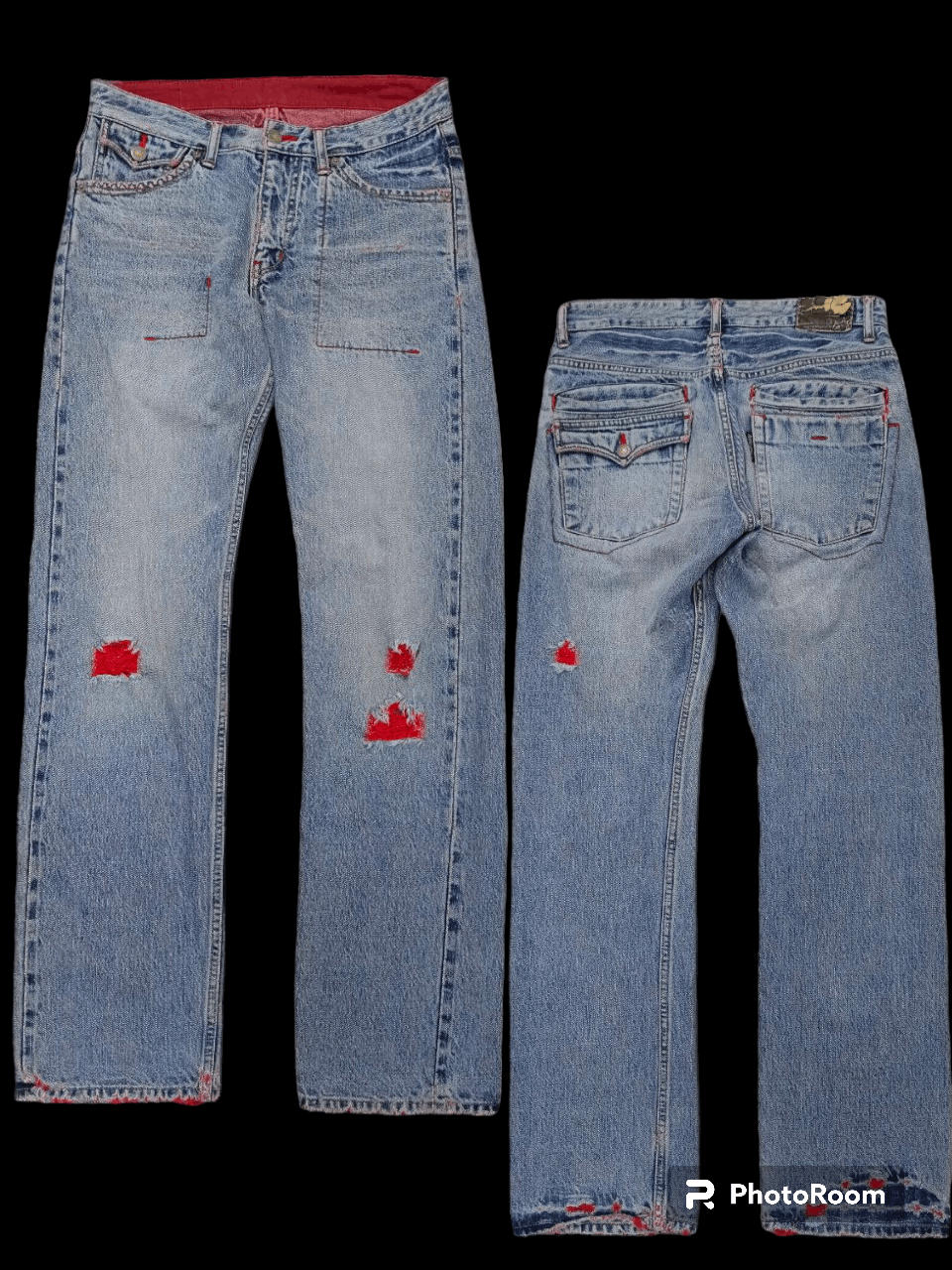 Japanese Brand SiCK RIPED RATTLE TRAP SELVEDGE DENIM PANTS Size US 30 / EU 46 - 1 Thumbnail
