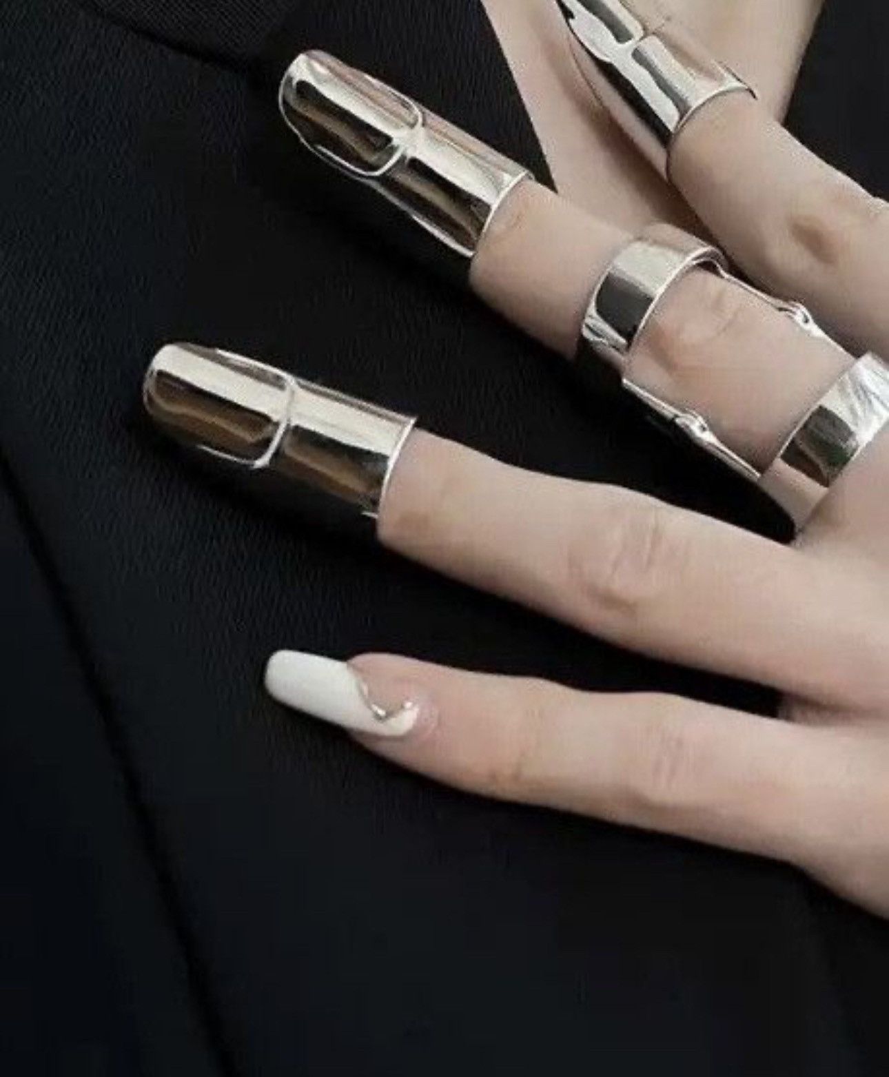 Jewelry Punk Gothic short Nail Cover Ring Size ONE SIZE - 1 Thumbnail