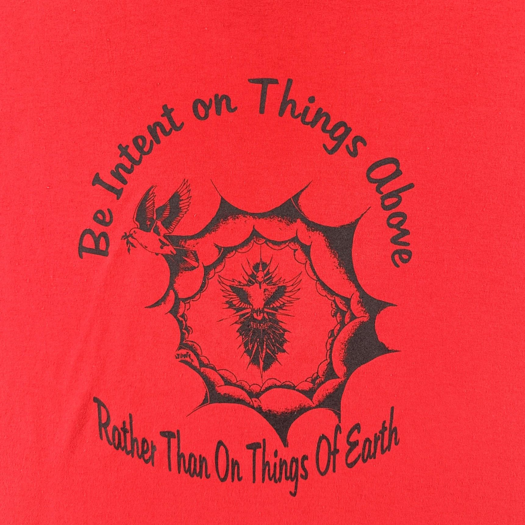 Jerzees VINTAGE Jerzees T-Shirt Red Crew Neck Short Sleeve Large USA Church 2002 Archdiocese Of Santa Fe NM Mens Size US L / EU 52-54 / 3 - 7 Thumbnail