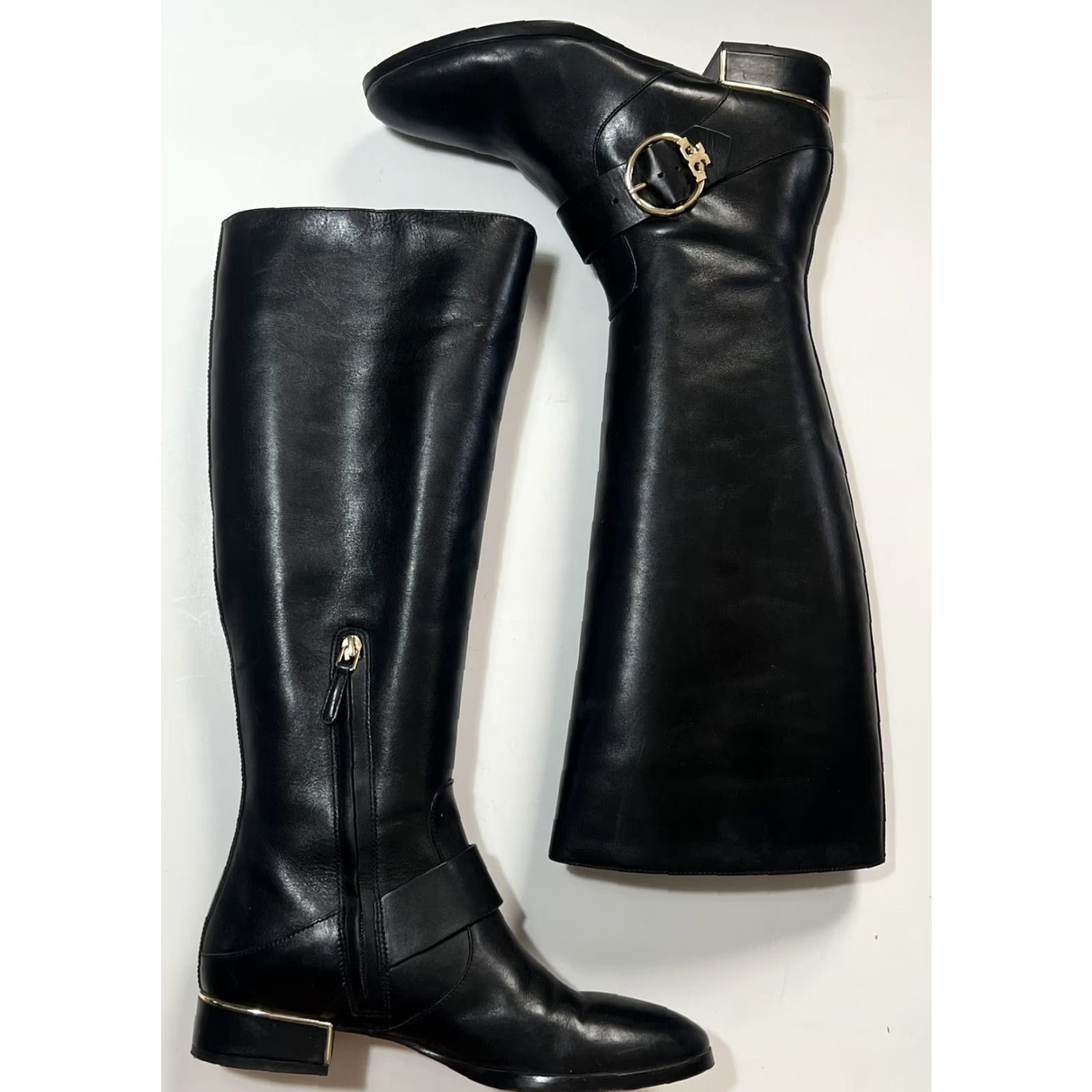 Tory Burch Tory Burch Sofia Knee High Riding Boots 9 Black Leather Zip Buckle Logo Womens Boots Size US 9 / IT 39 - 3 Thumbnail