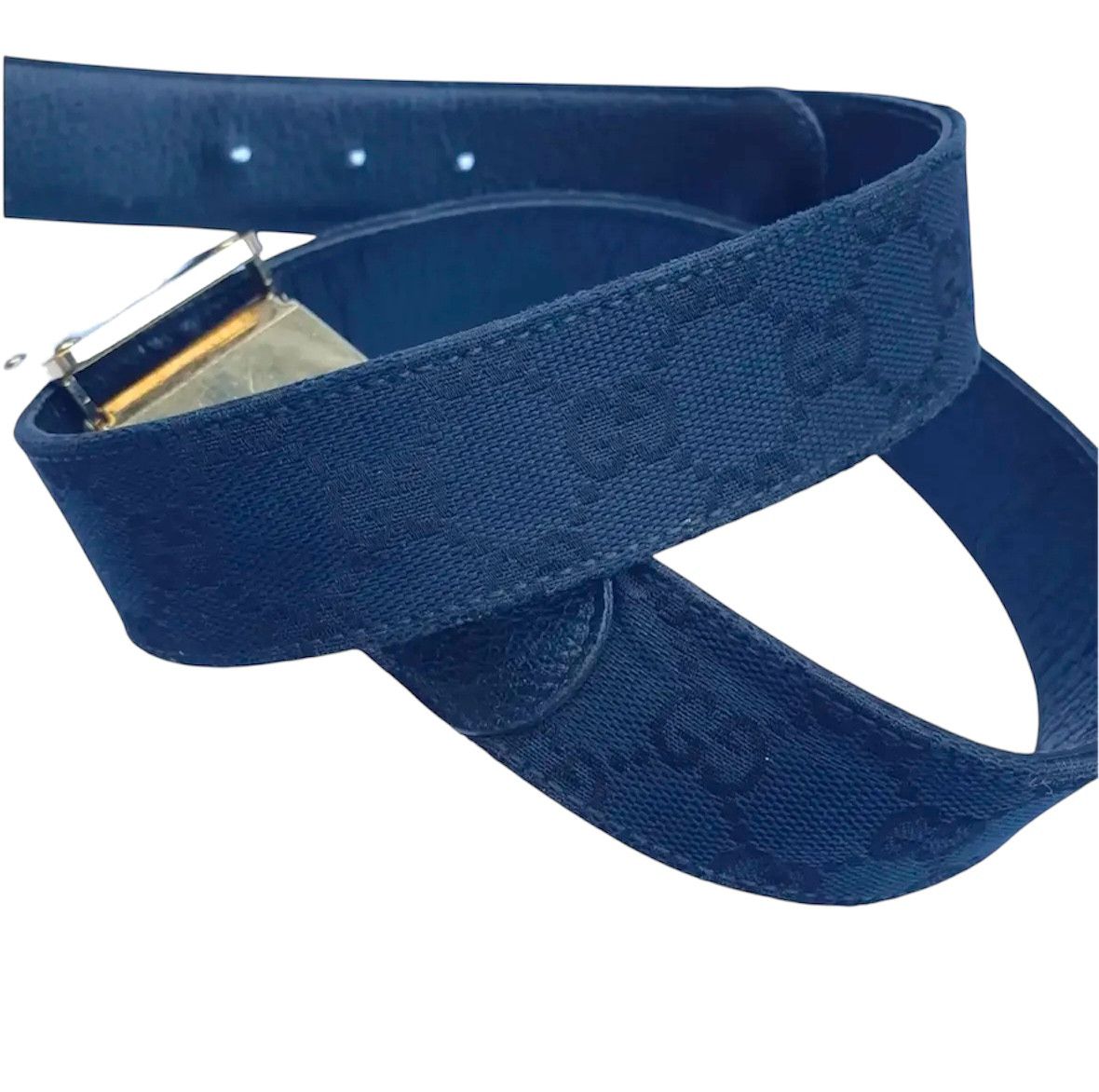 Gucci 90’s Gucci Enamled Belt Buckle With Black Canvas Belt Size 28 - 2 Thumbnail