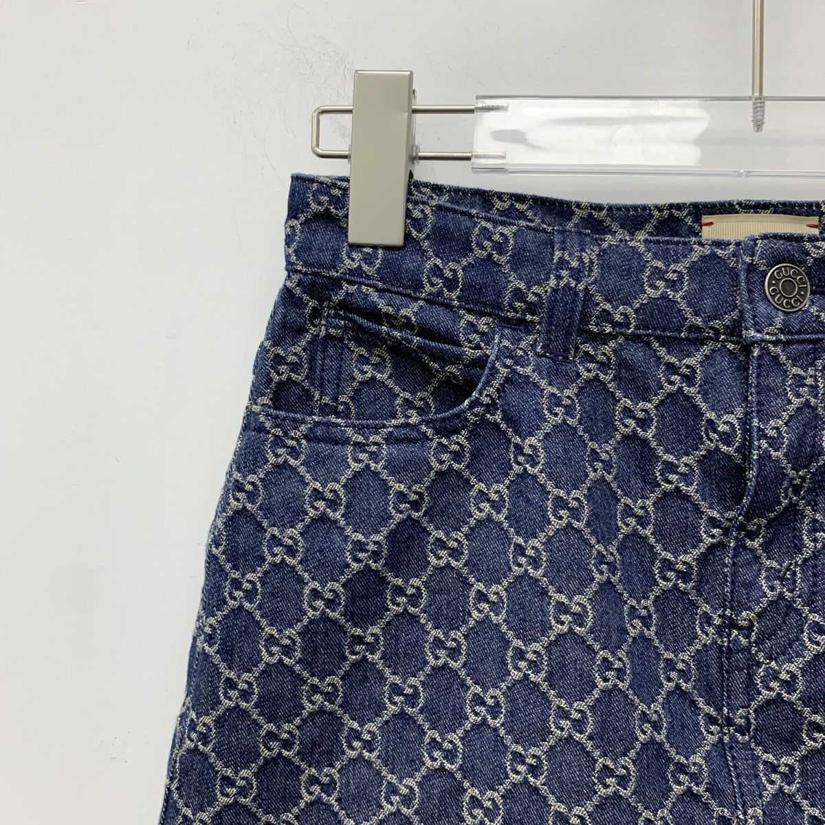 Gucci Gucci All-over Logo Jacquard Denim Mini Skirt K26WX Size 32" / US 10 / IT 46 - 3 Thumbnail