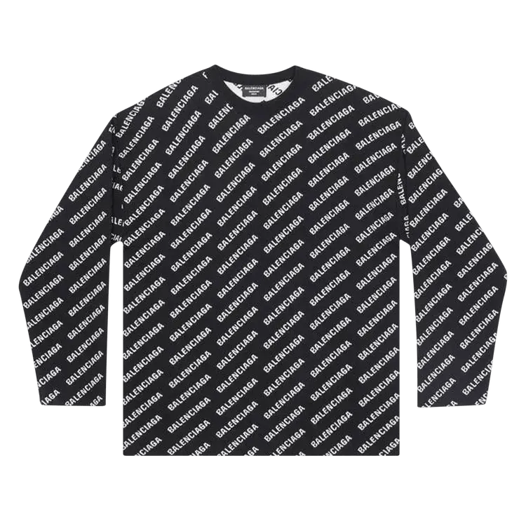 Balenciaga o1la1rc1a1224 All-Over Crewneck Sweater in Black/White Size XS / US 0-2 / IT 36-38 - 1 Thumbnail